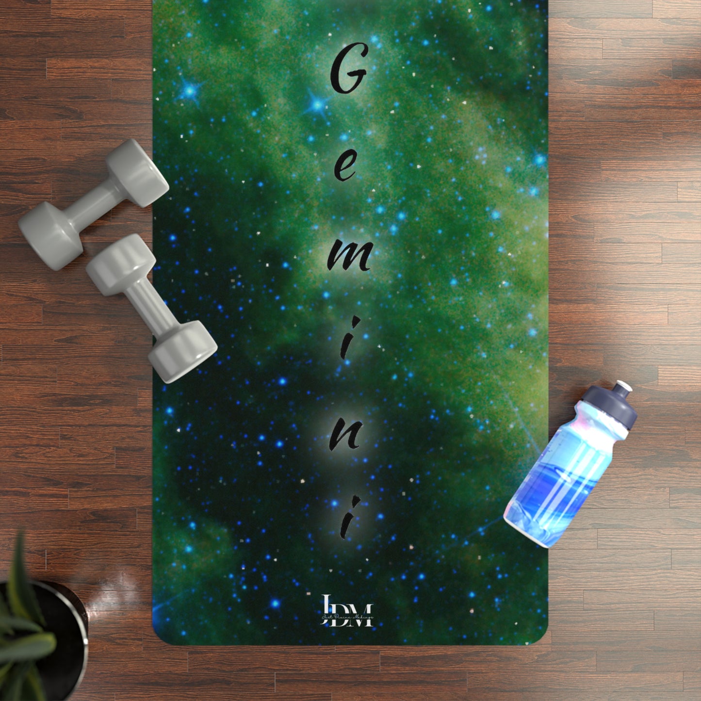 Gemini Zodiac Yoga Mat - Hand-Drawn Celestial Design (Non-AI)