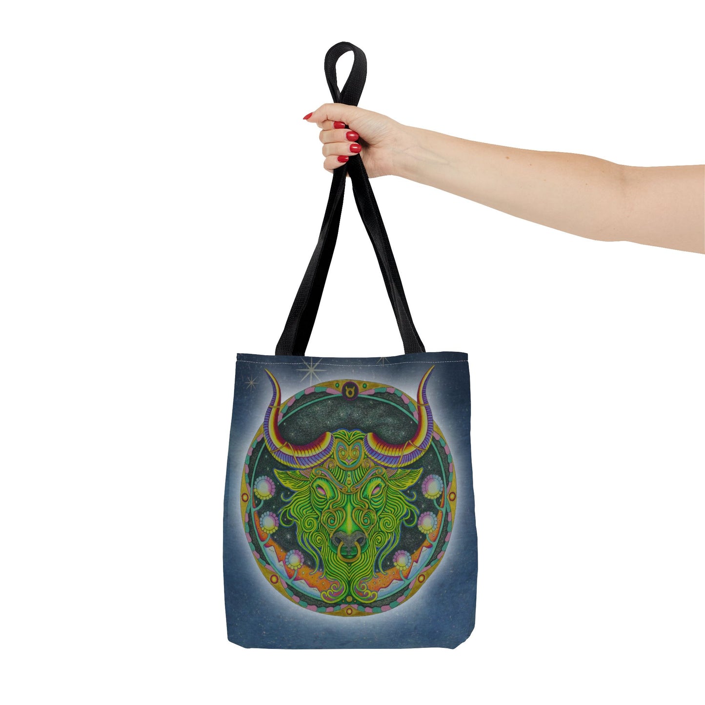 Taurus Zodiac Tote Bag - Hand-Drawn Celestial Design (Non-AI)