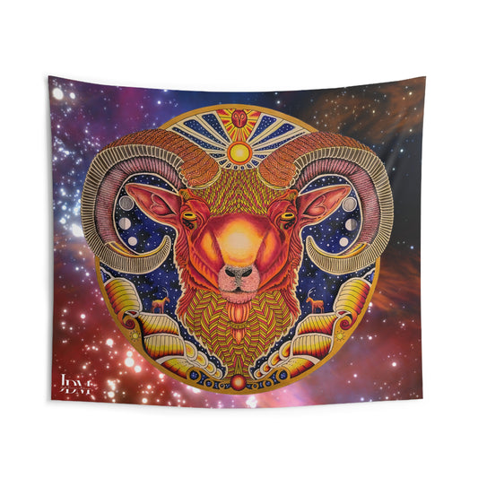 Aries Wall Tapestry, Bohemian Decor, Astrology Art, Zodiac Wall Hanging, Celestial Home Decor, Spiritual Gift