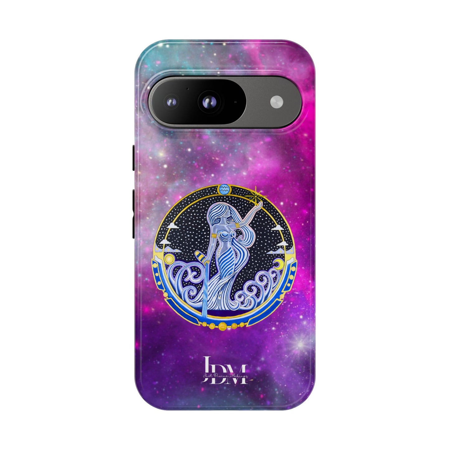 Aquarius Zodiac Tough Phone Case – Hand-Drawn Celestial Design (Non-AI)