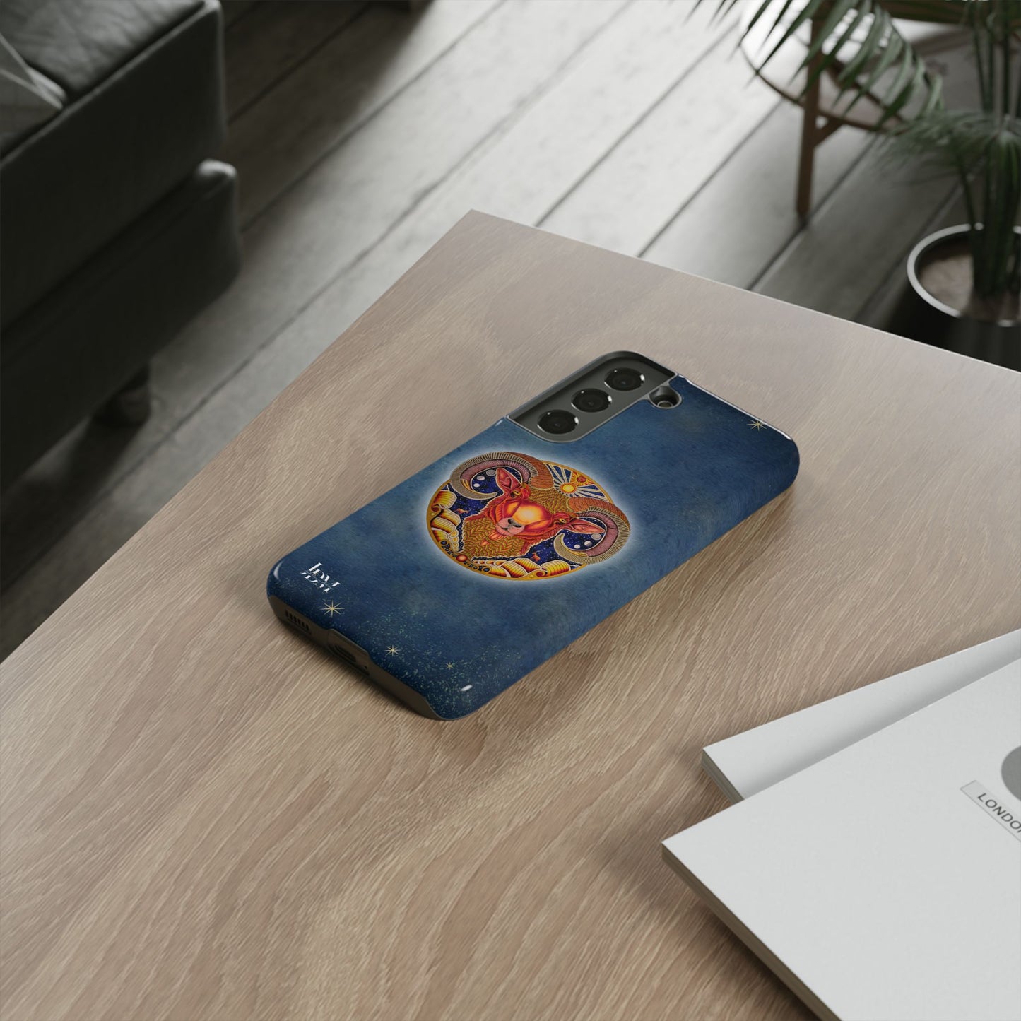 Aries Zodiac Phone Case - Hand-Drawn Celestial Design (Non-AI)