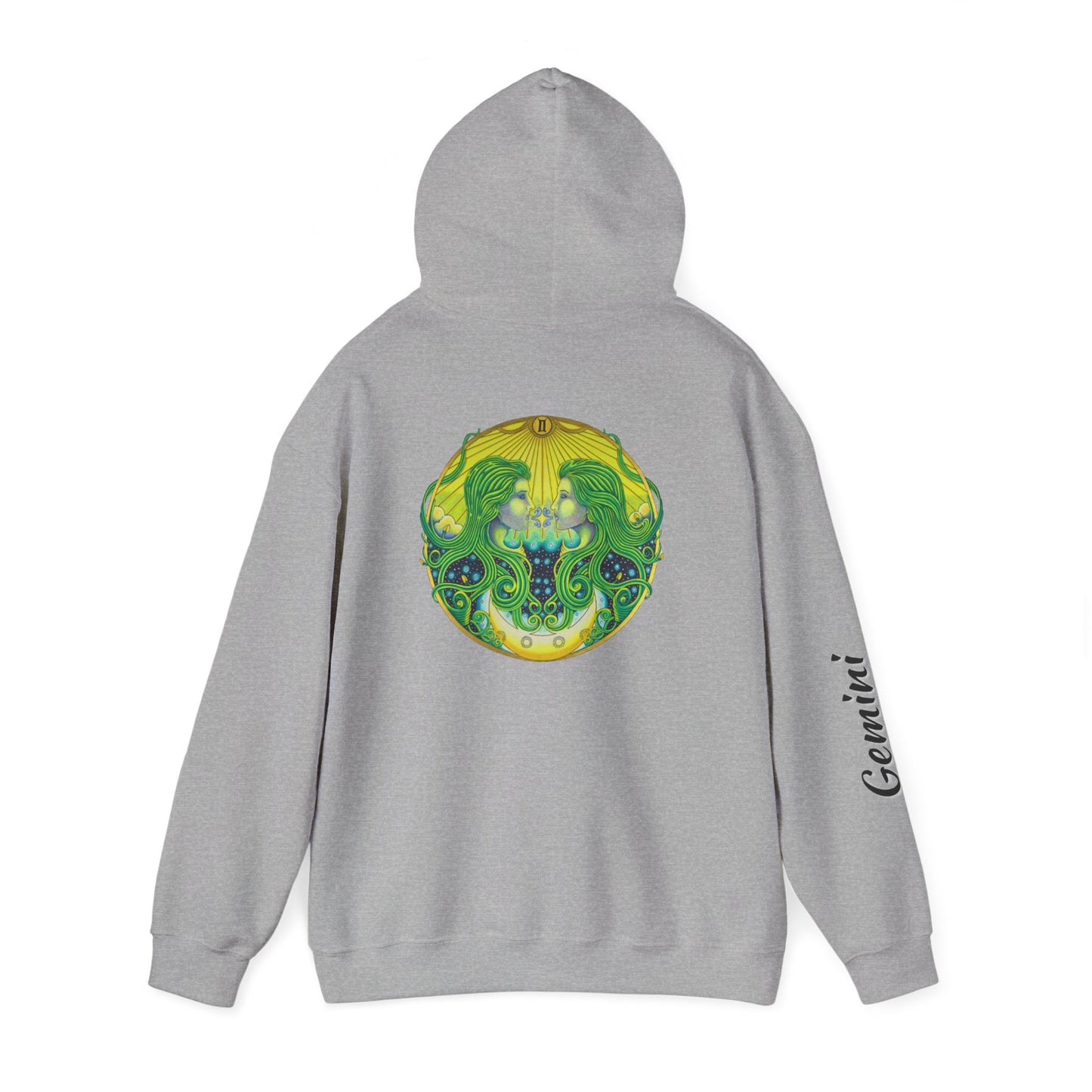 Gemini Zodiac Hoodie - Hand-Drawn Celestial Design (Non-AI)
