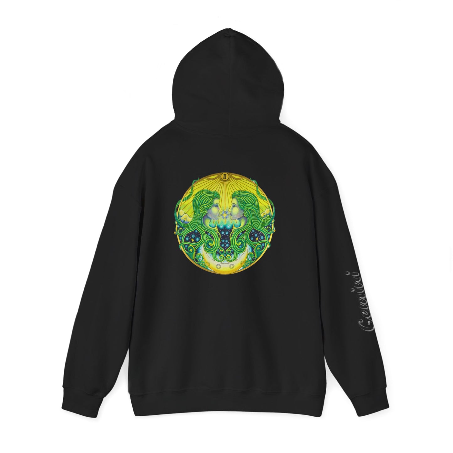 Gemini Zodiac Hoodie - Hand-Drawn Celestial Design (Non-AI)