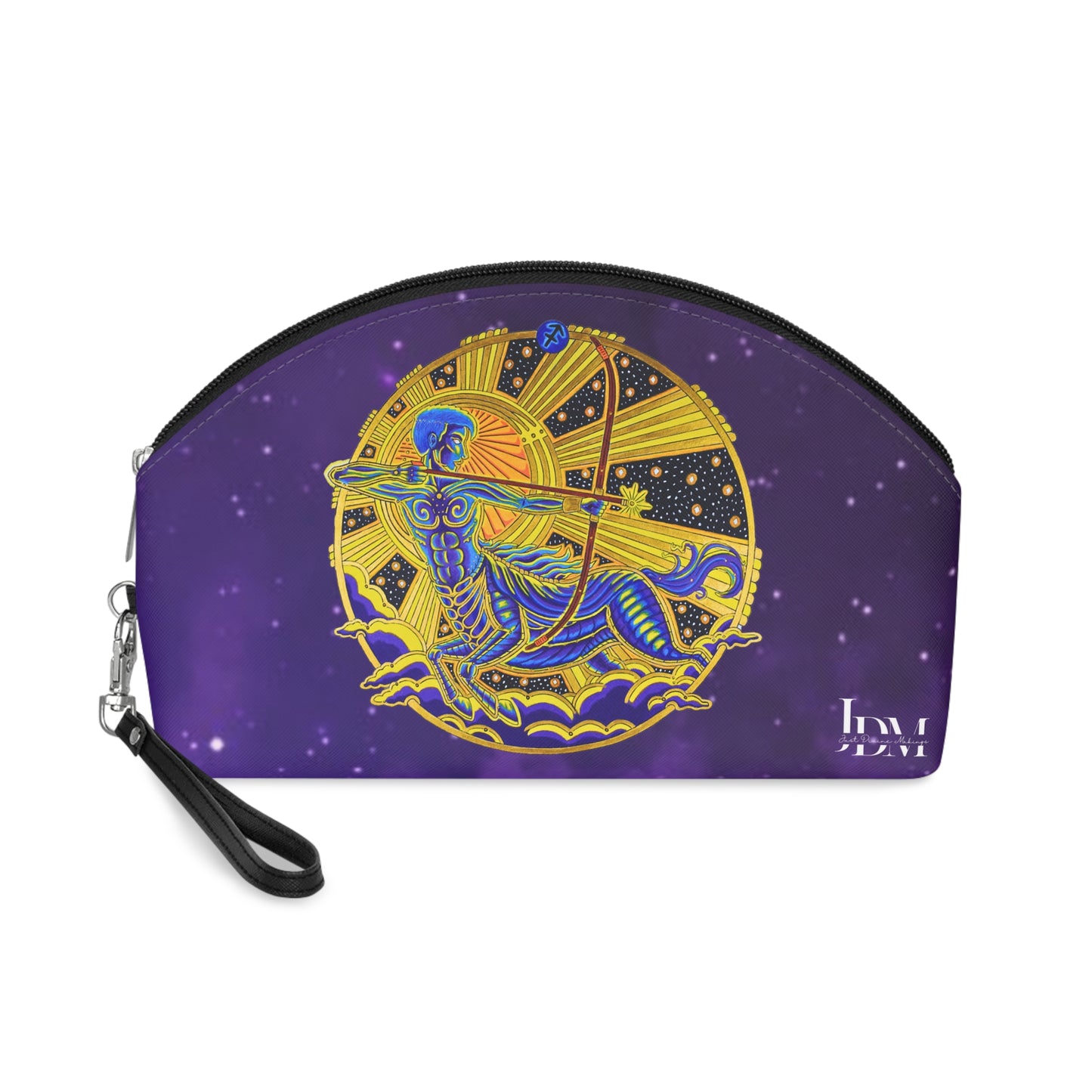 Sagittarius Zodiac Makeup Bag – Hand-Drawn Celestial Design (Non-AI)