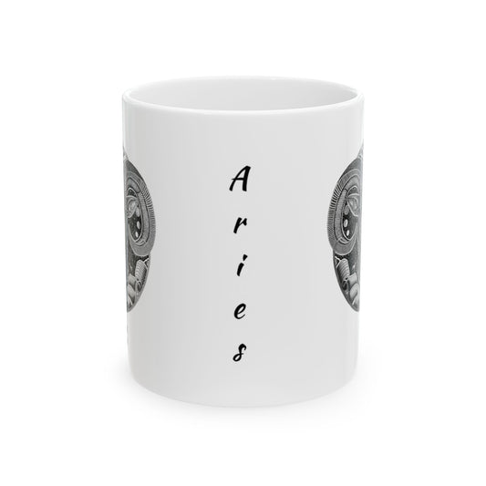 Aries Zodiac 11oz Mug - Hand-Drawn Celestial Design (Non-AI) Universal