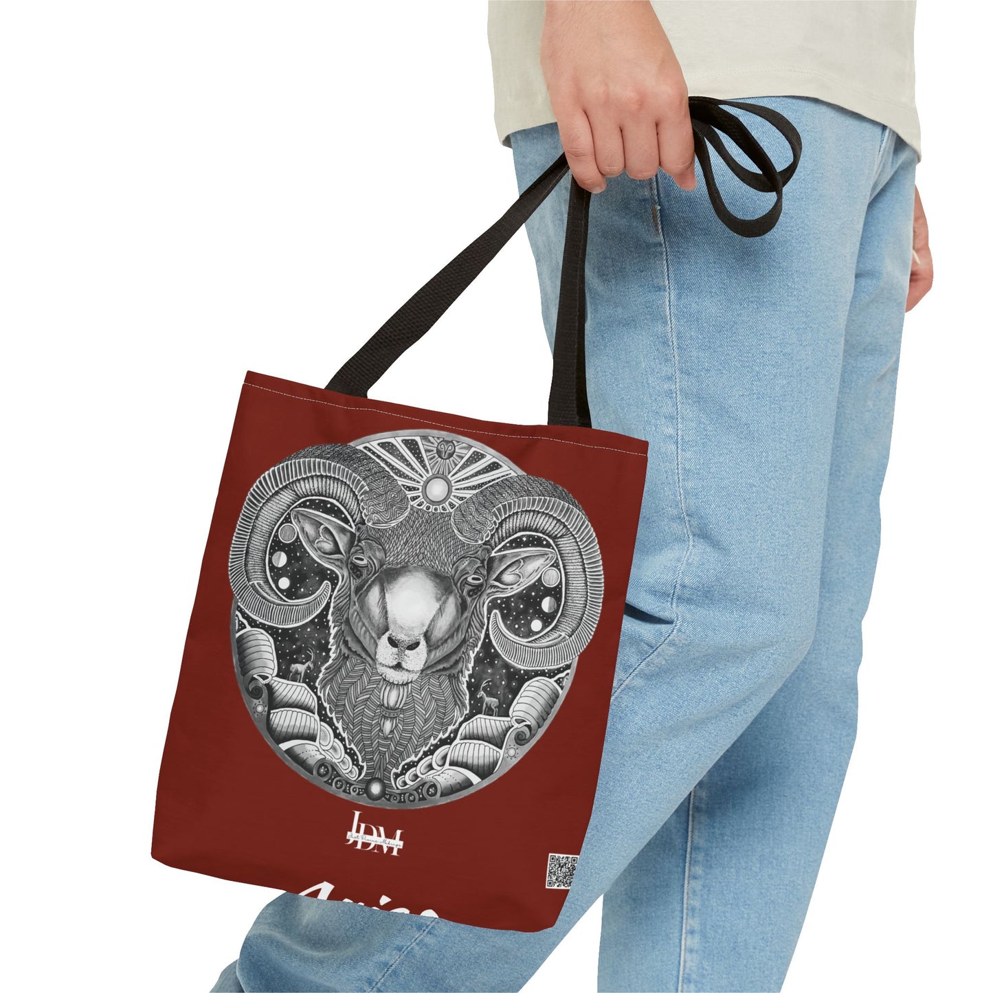 Aries Zodiac Tote Bag - Hand-Drawn Celestial Design (Non-AI) Universal