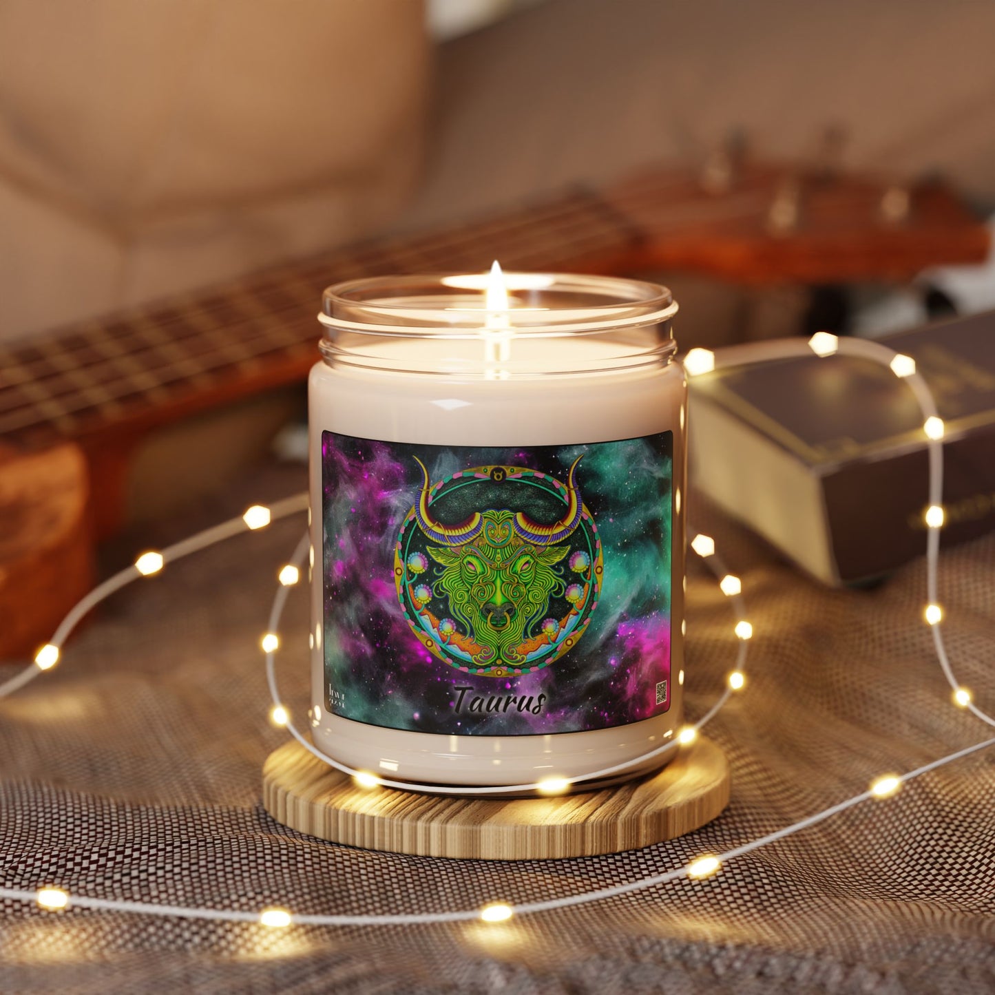 Taurus Zodiac Soy Candle 9oz - Hand-Drawn Celestial Design (Non-AI)