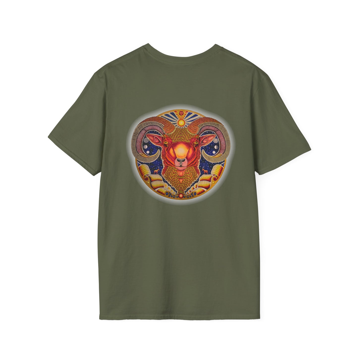 Aries Zodiac Softstyle T-Shirt - Hand-Drawn Celestial Design (Non-AI)