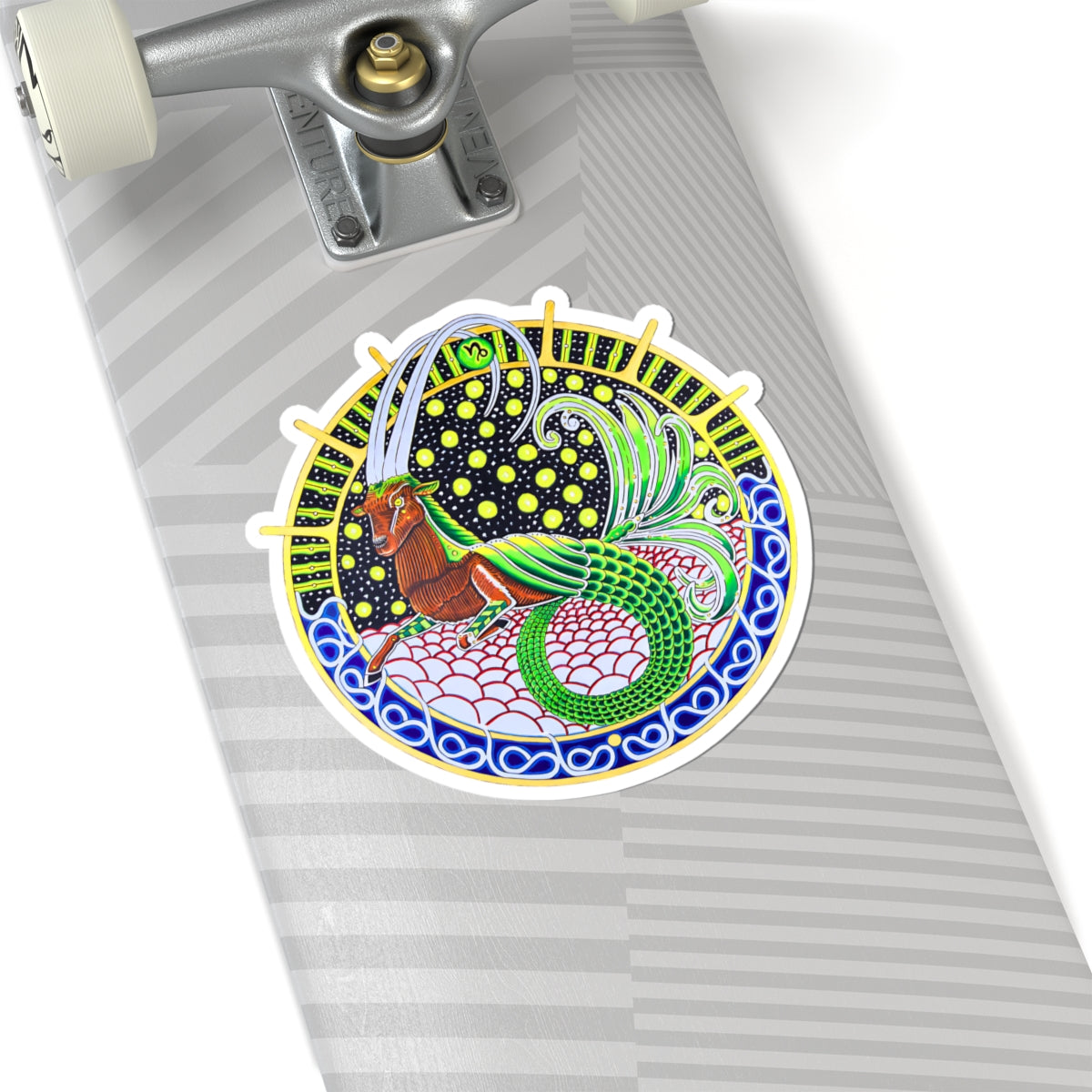 Capricorn Zodiac Kiss-Cut Sticker - Hand-Drawn Celestial Design (Non-AI)