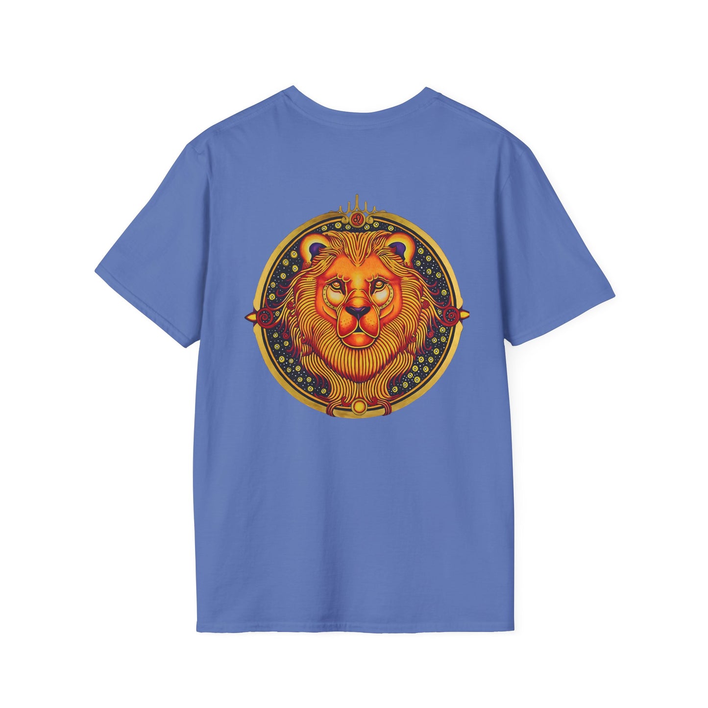 Leo Zodiac Crew Neck T-Shirt – Hand-Drawn Celestial Design (Non-AI)