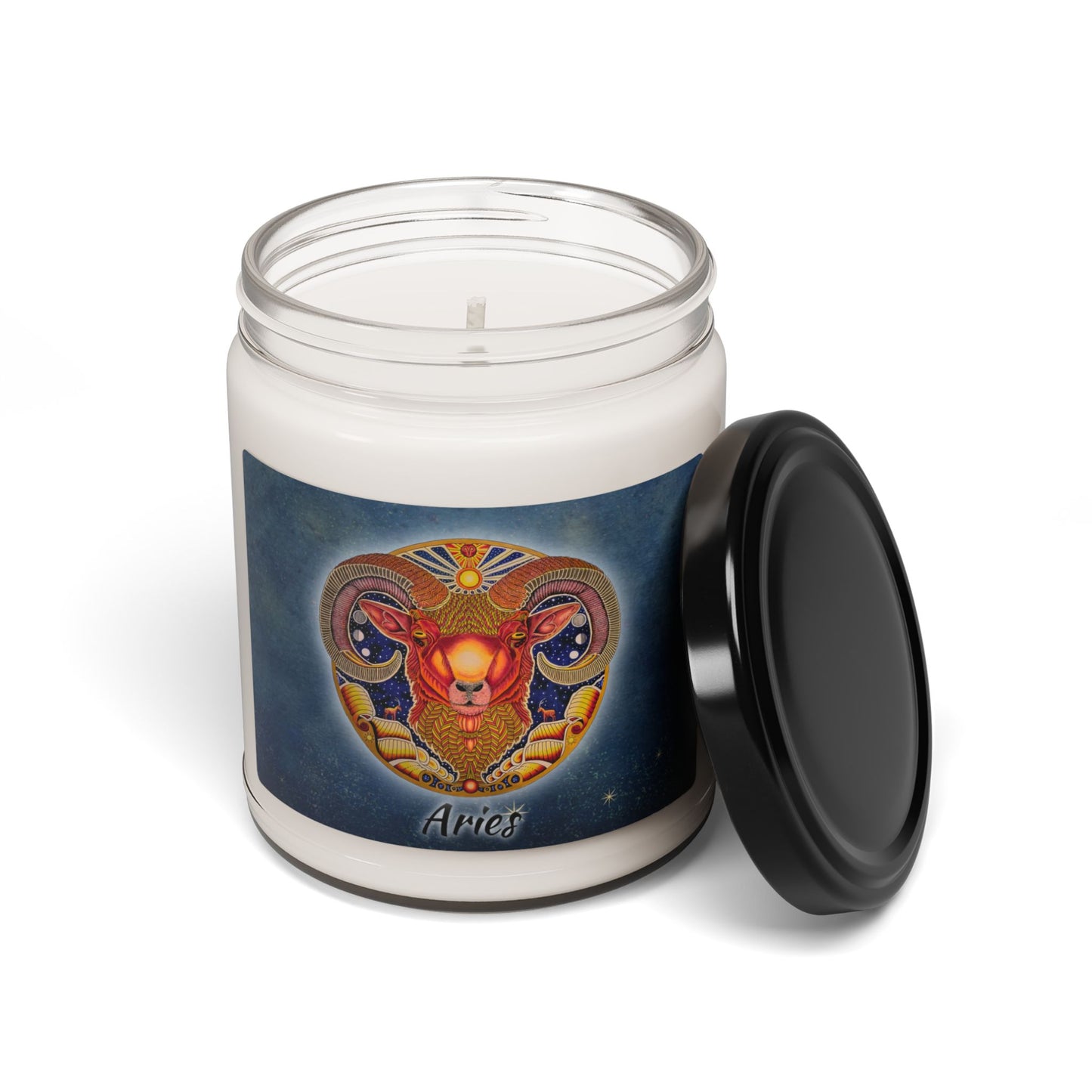 Aries Zodiac Soy Candle 9oz - Hand-Drawn Celestial Design (Non-AI)