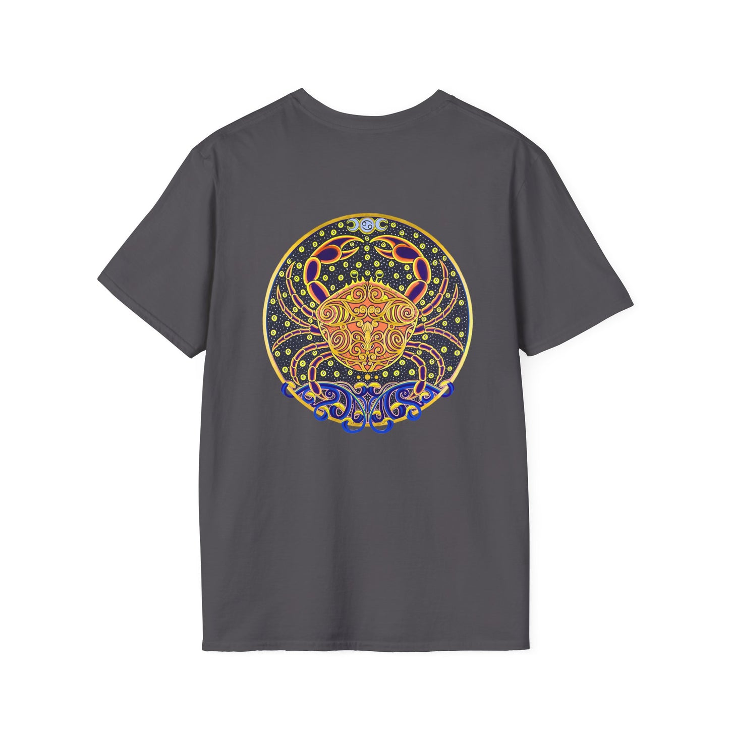 Cancer Zodiac Crew Neck T-Shirt – Hand-Drawn Celestial Design (Non-AI)