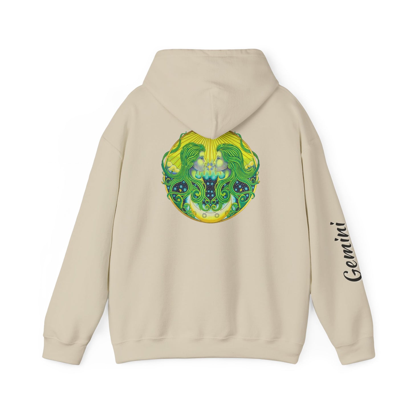 Gemini Zodiac Hoodie - Hand-Drawn Celestial Design (Non-AI)