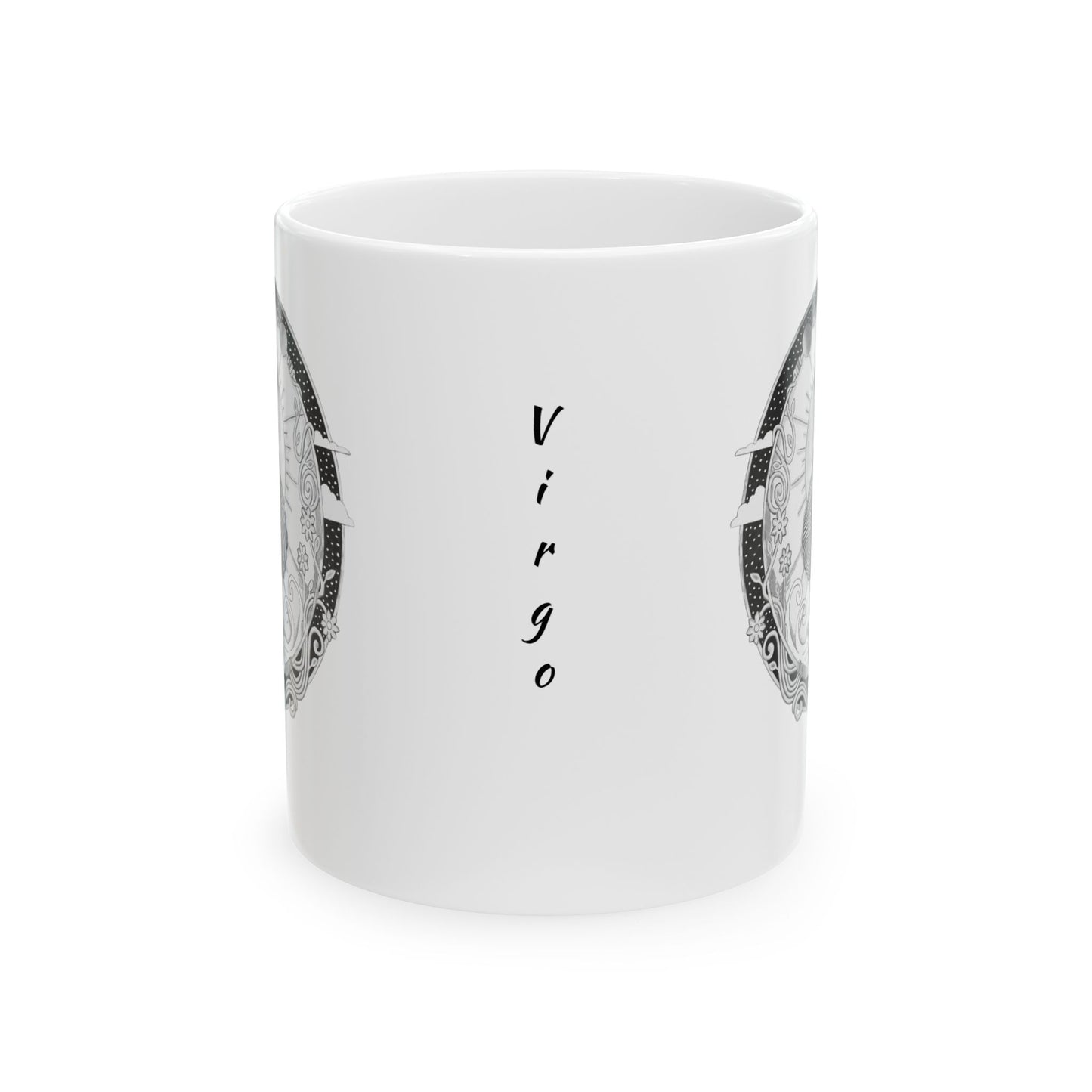 Virgo Zodiac Mug – Hand-Drawn Celestial Design (Non-AI) Universal