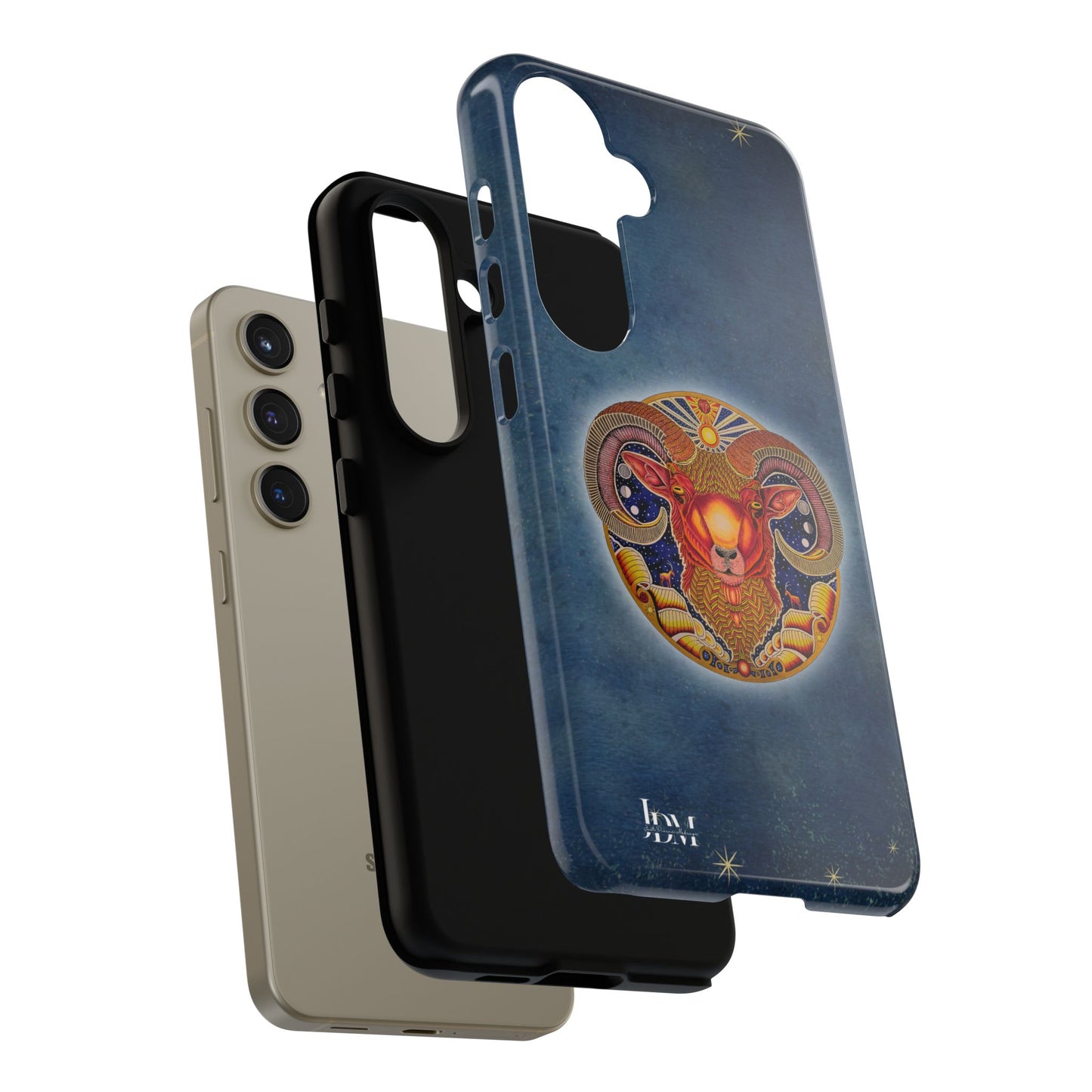 Aries Zodiac Phone Case - Hand-Drawn Celestial Design (Non-AI)