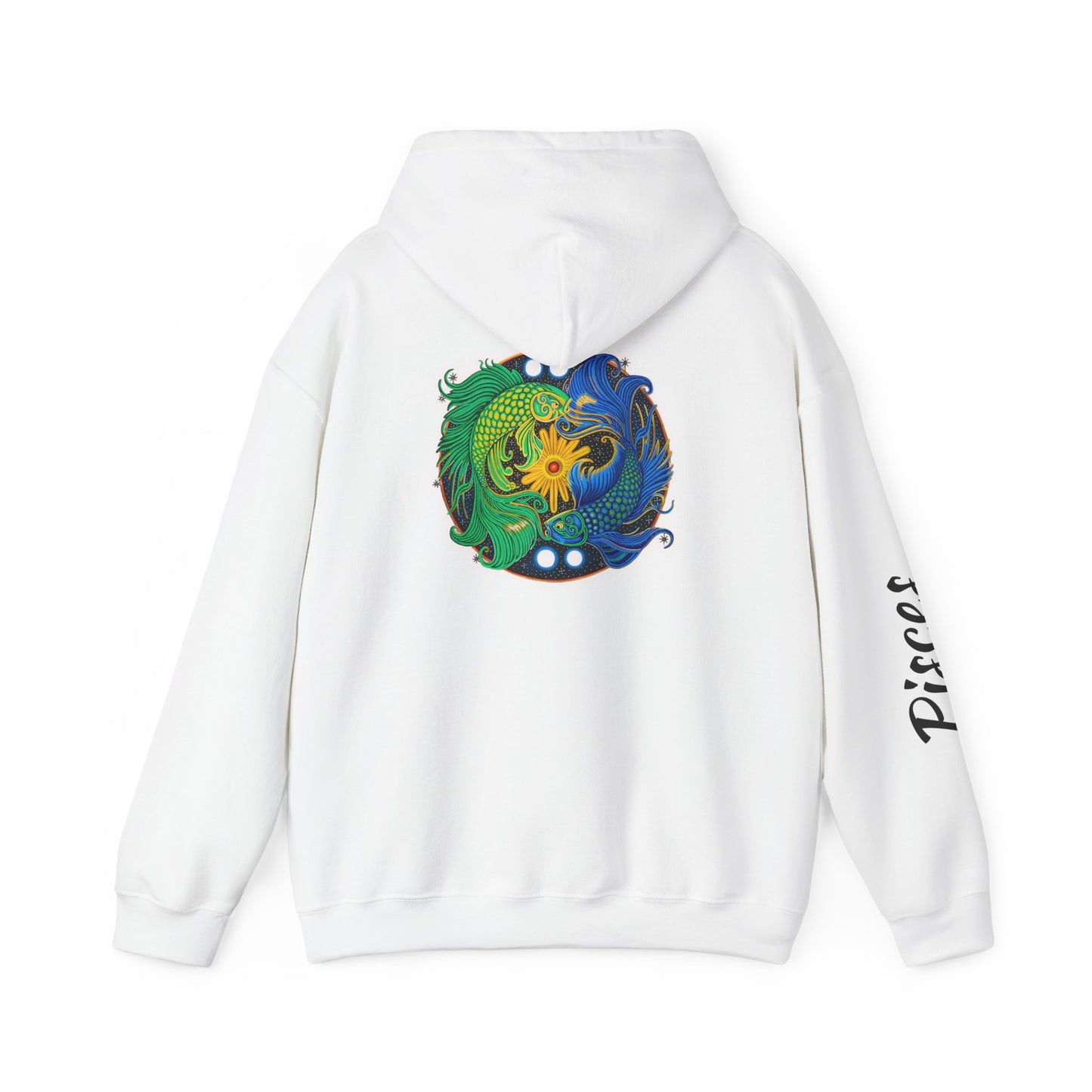 Pisces Zodiac Hoodie – Hand-Drawn Celestial Design (Non-AI)