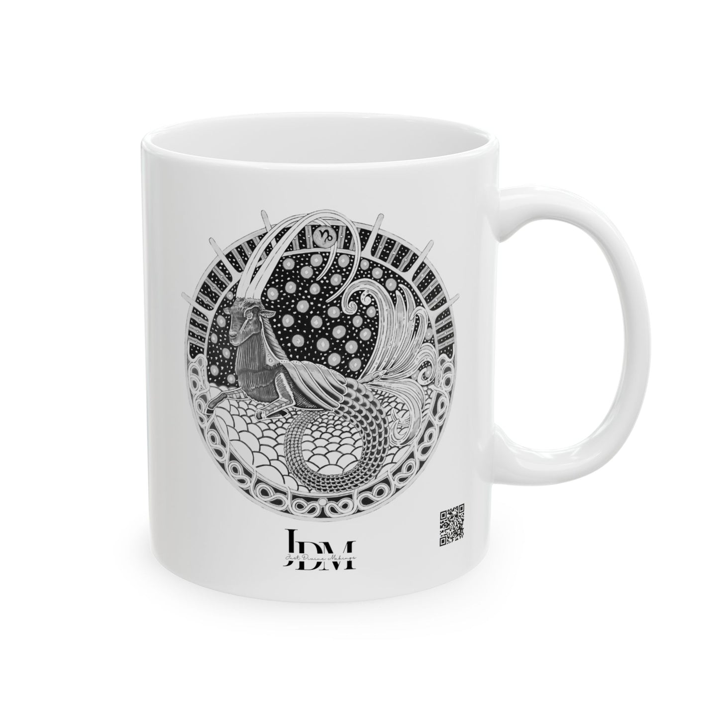 Capricorn Zodiac Mug – Hand-Drawn Celestial Design (Non-AI) Universal
