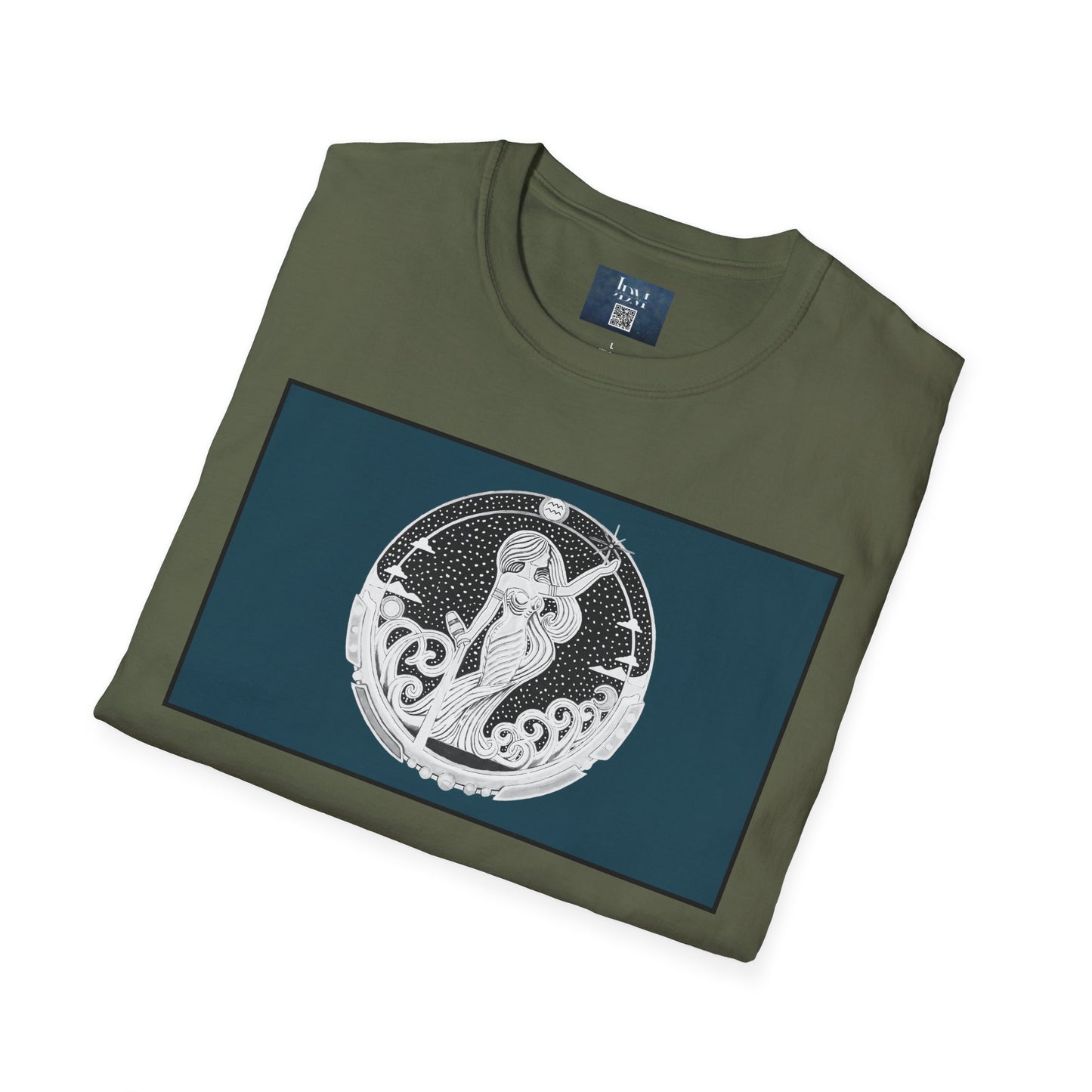 Aquarius Zodiac Crew Neck T-Shirt – Hand-Drawn Celestial Design (Non-AI) Universal
