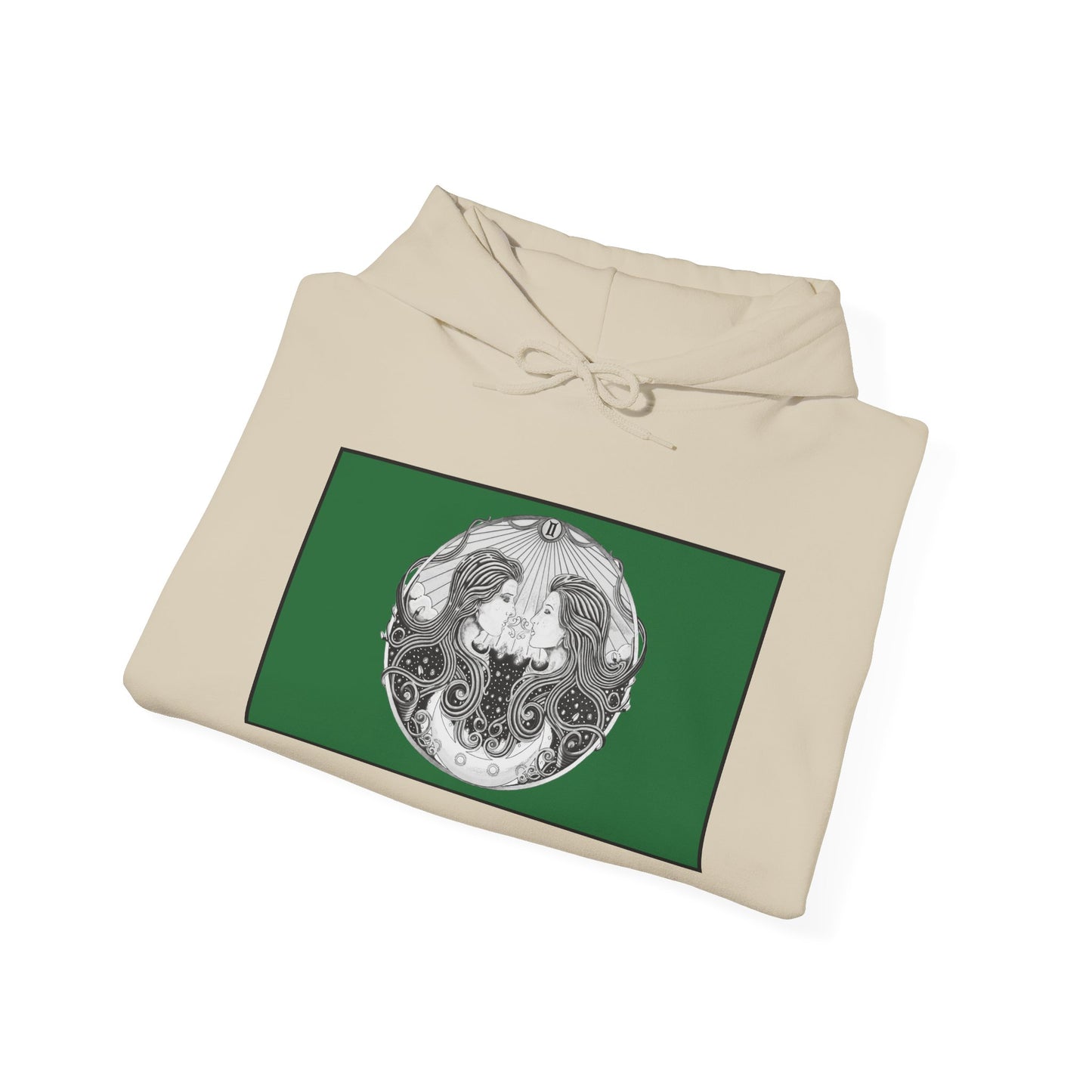 Gemini Zodiac Hoodie - Hand-Drawn Celestial Design (Non-AI) Universal