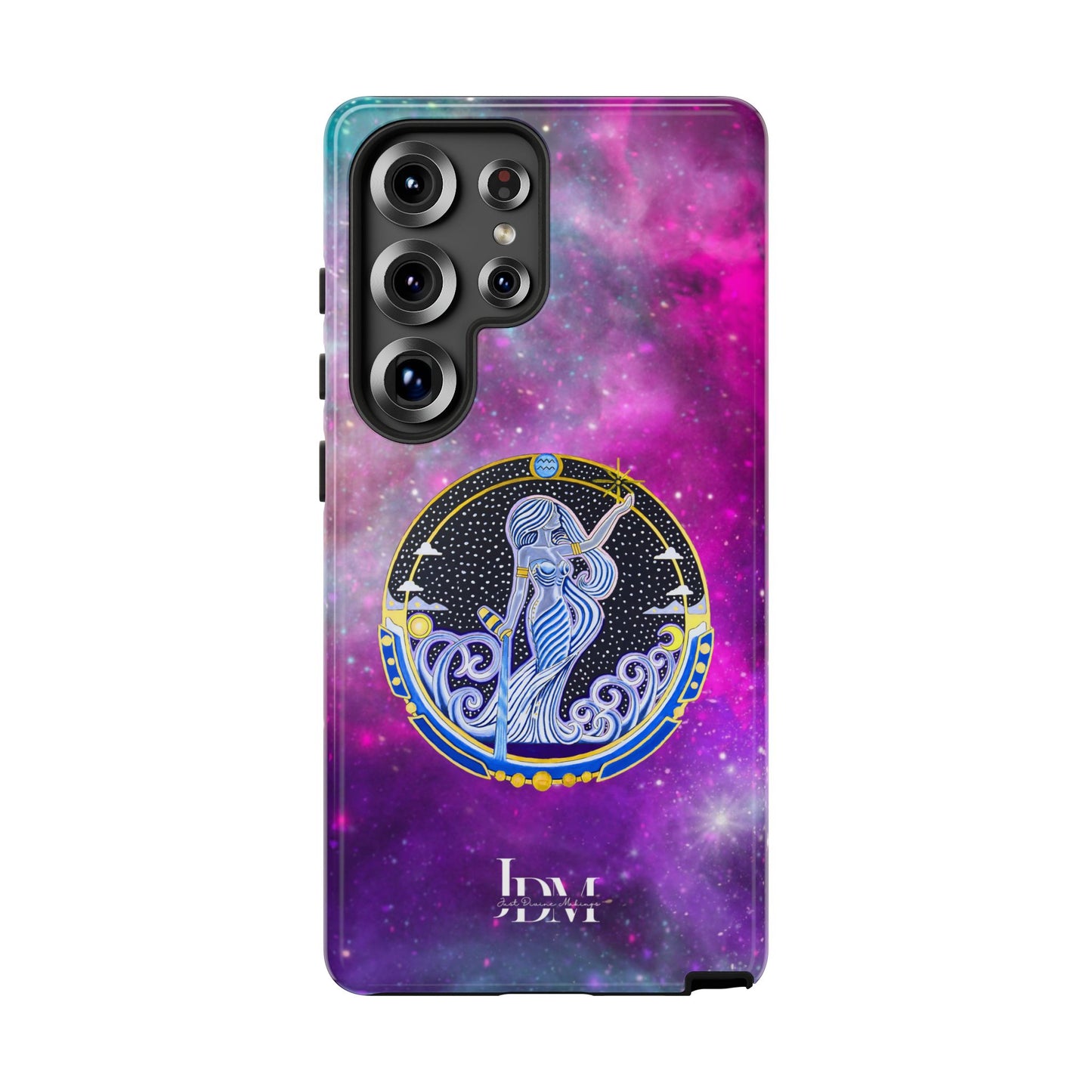 Aquarius Zodiac Tough Phone Case – Hand-Drawn Celestial Design (Non-AI)