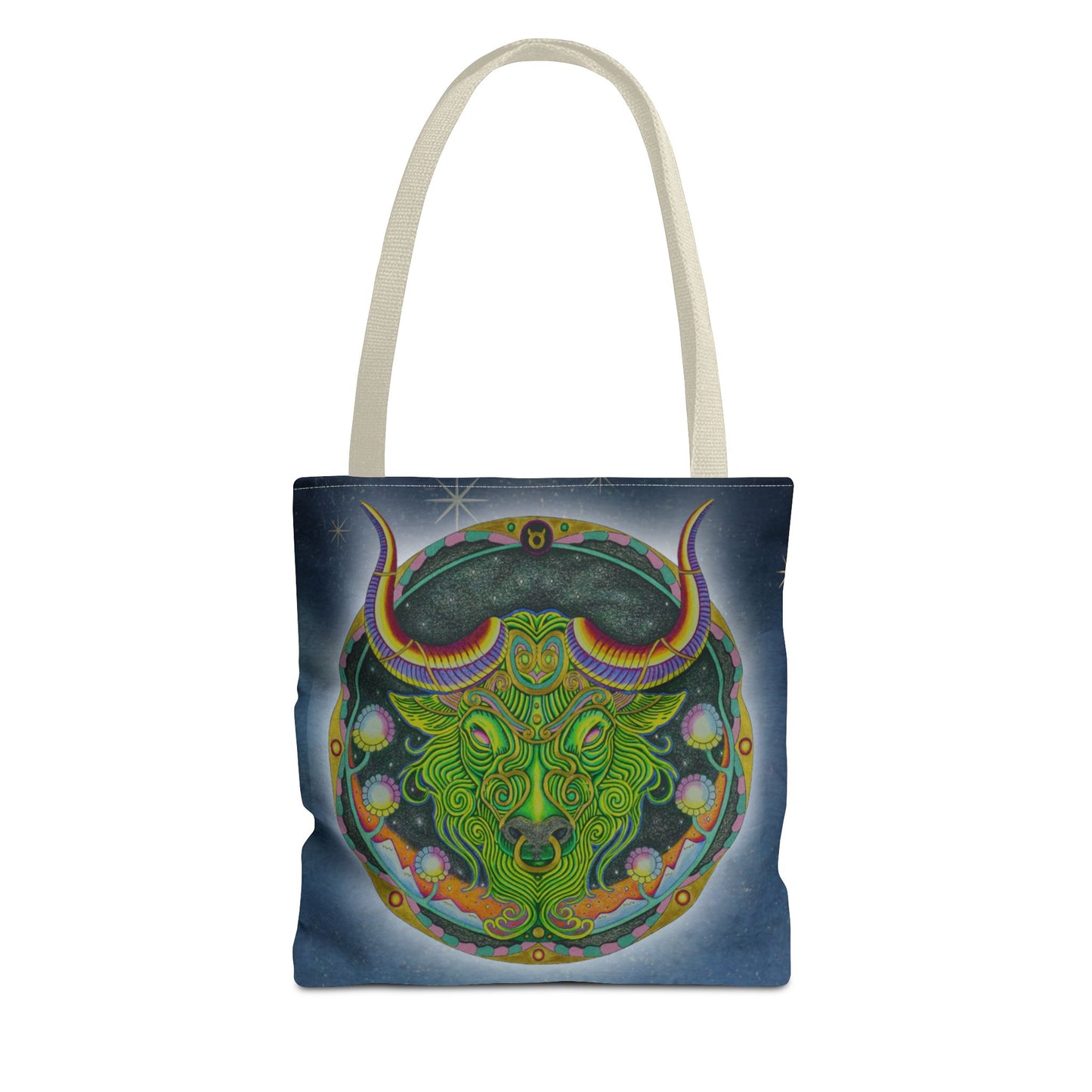 Taurus Zodiac Tote Bag - Hand-Drawn Celestial Design (Non-AI)