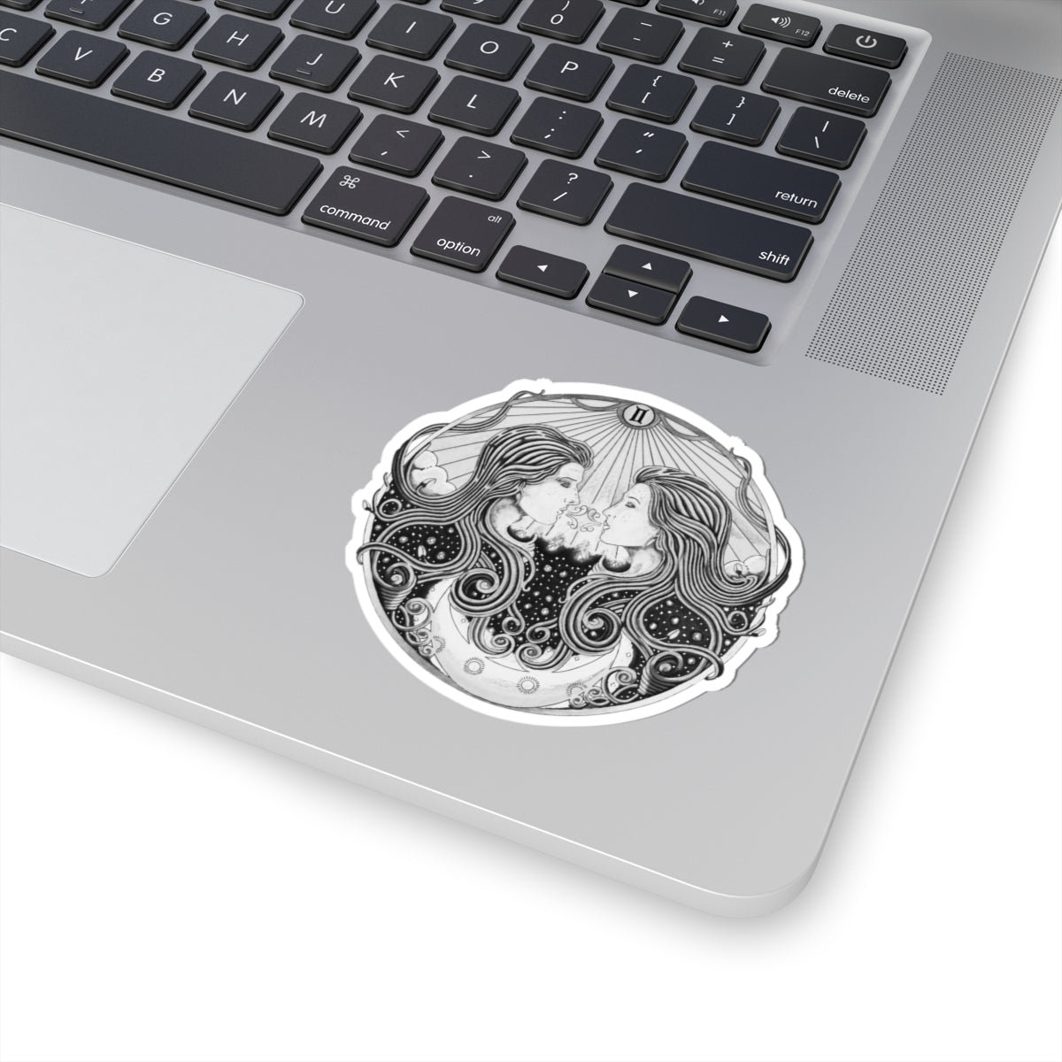 Gemini Kiss-Cut Sticker - Hand-Drawn Celestial Design (Non-AI) Universal