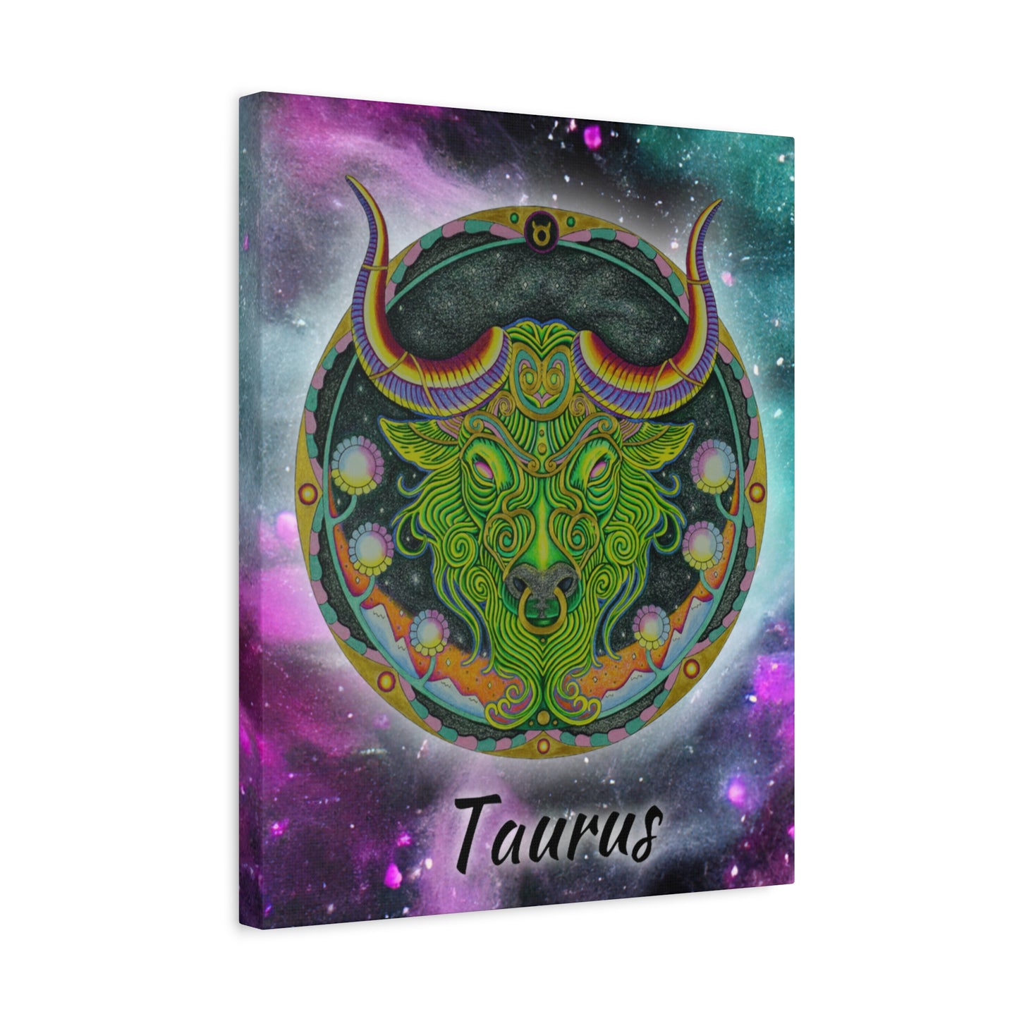 Taurus Zodiac Canvas Wall Art - Hand-Drawn Celestial Design (Non-AI)