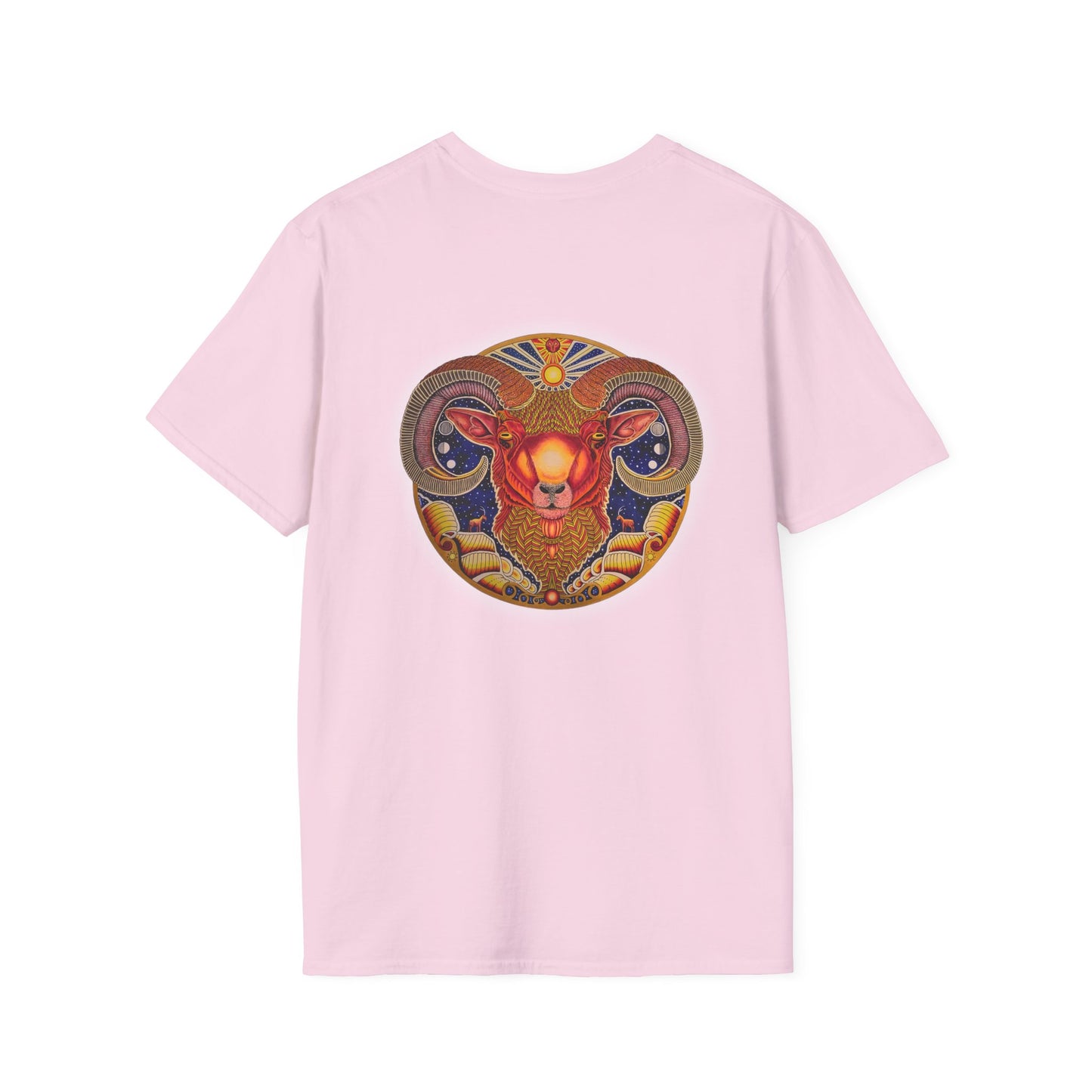 Aries Zodiac Softstyle T-Shirt - Hand-Drawn Celestial Design (Non-AI)