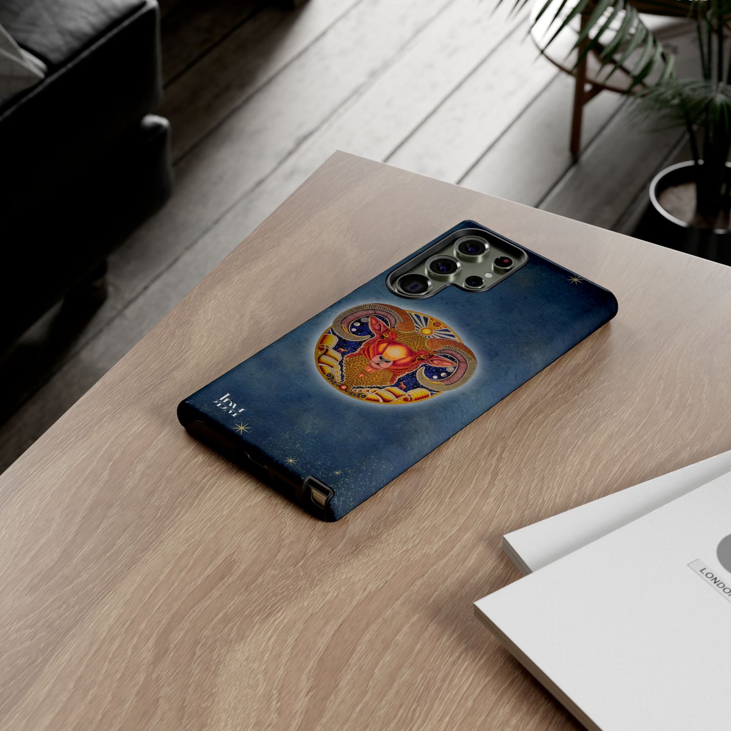 Aries Zodiac Phone Case - Hand-Drawn Celestial Design (Non-AI)