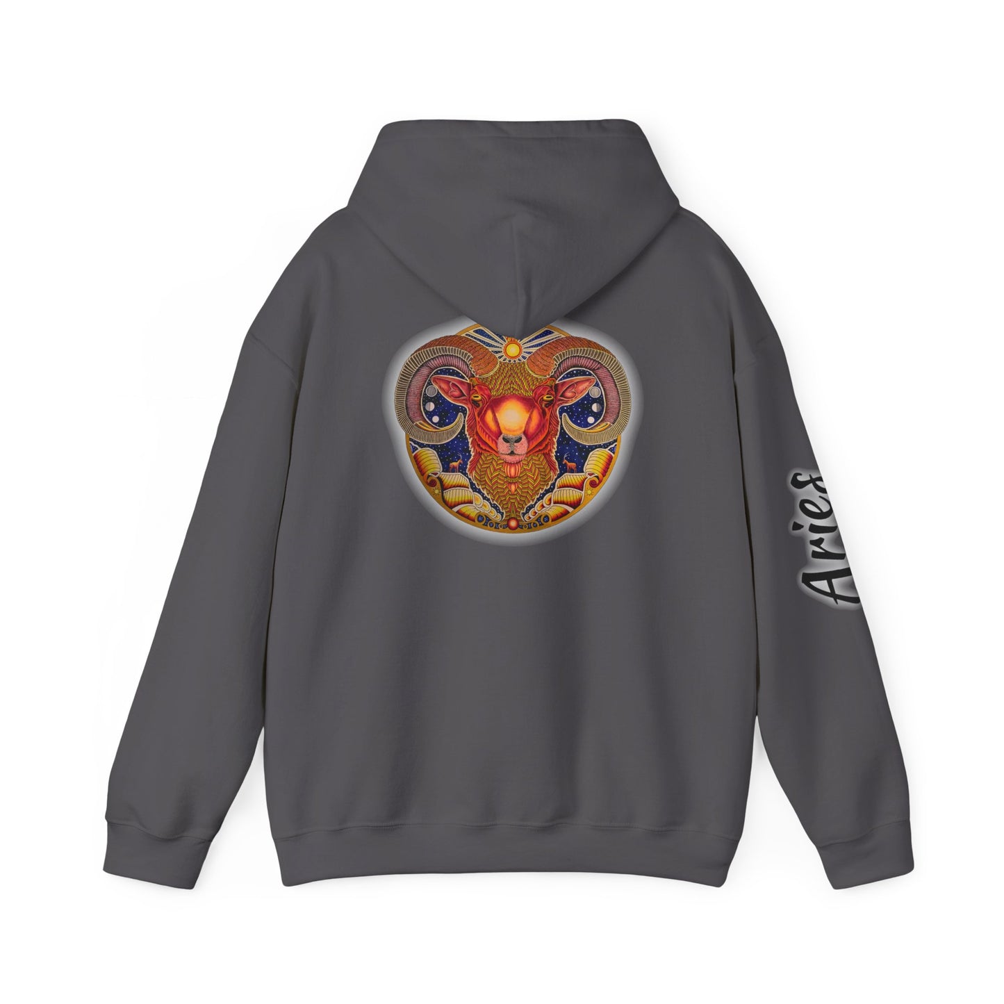 Aries Zodiac Hoodie - Hand-Drawn Celestial Design (Non-AI)