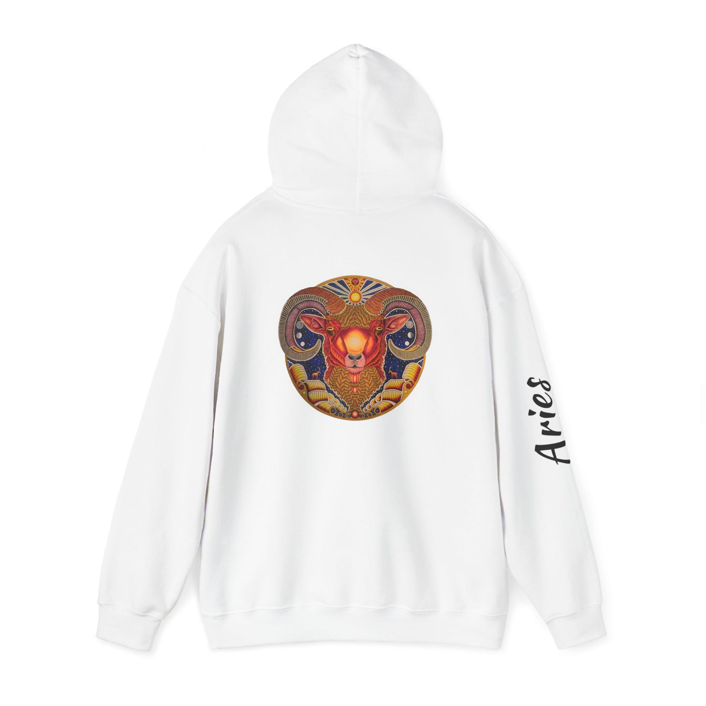 Aries Zodiac Hoodie - Hand-Drawn Celestial Design (Non-AI)