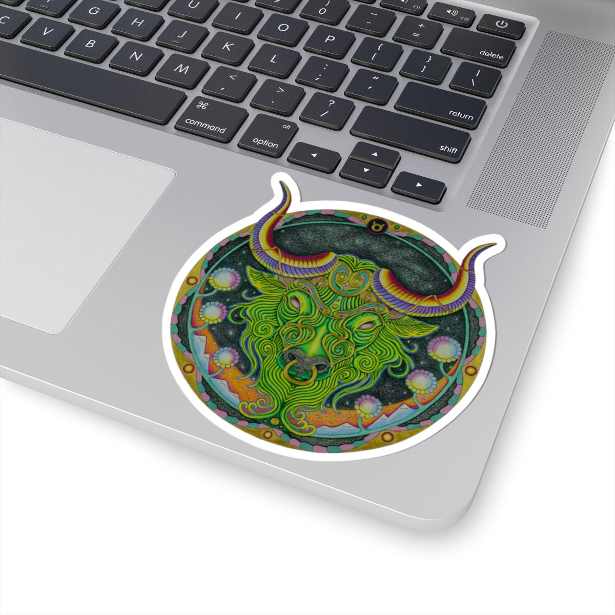 Taurus Zodiac Kiss-Cut Sticker - Hand-Drawn Celestial Design (Non-AI)