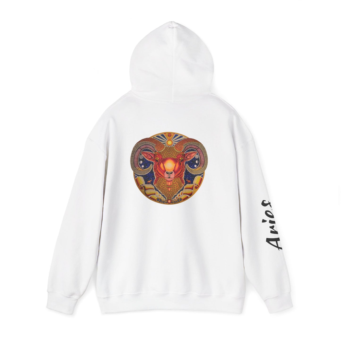 Aries Zodiac Hoodie - Hand-Drawn Celestial Design (Non-AI)