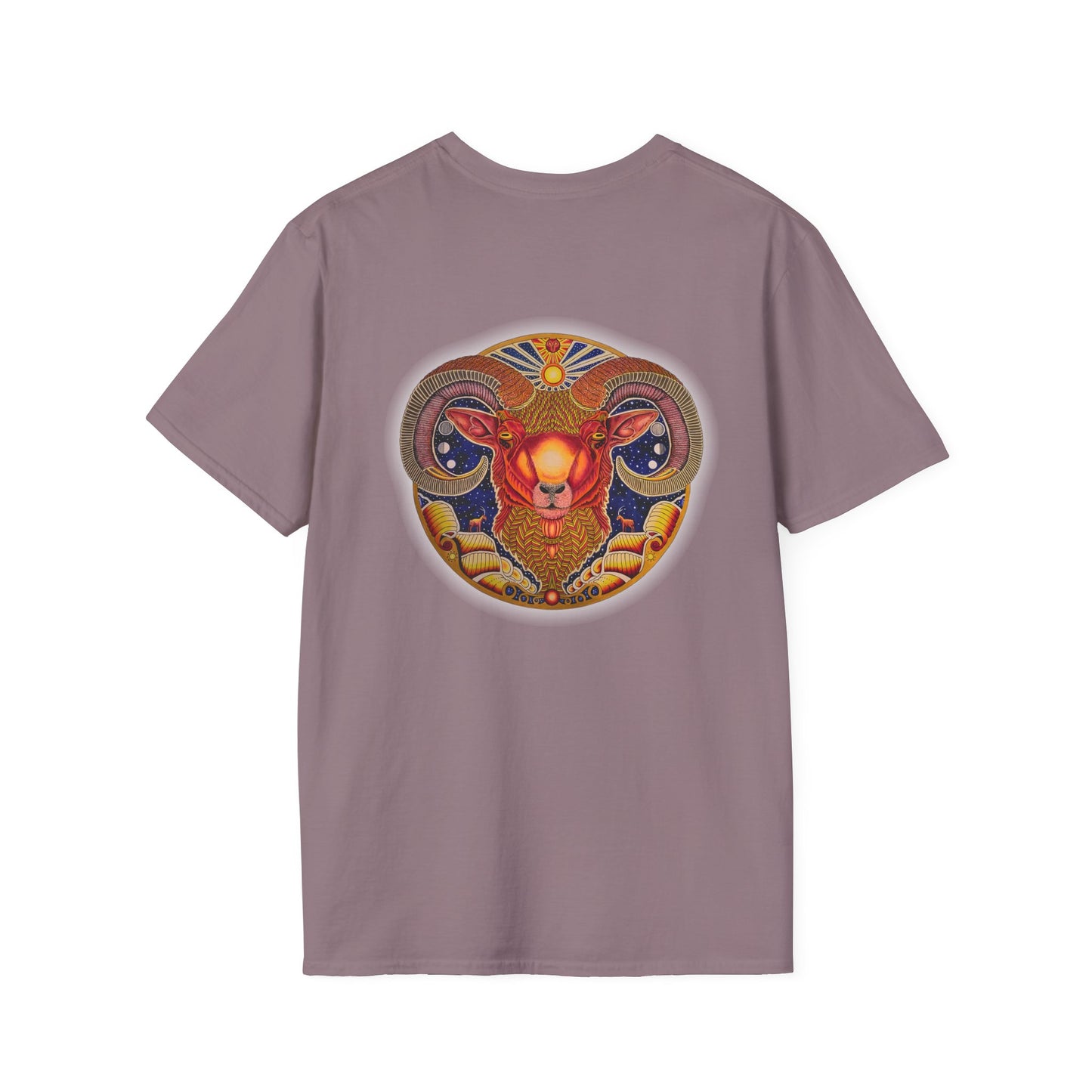 Aries Zodiac Softstyle T-Shirt - Hand-Drawn Celestial Design (Non-AI)