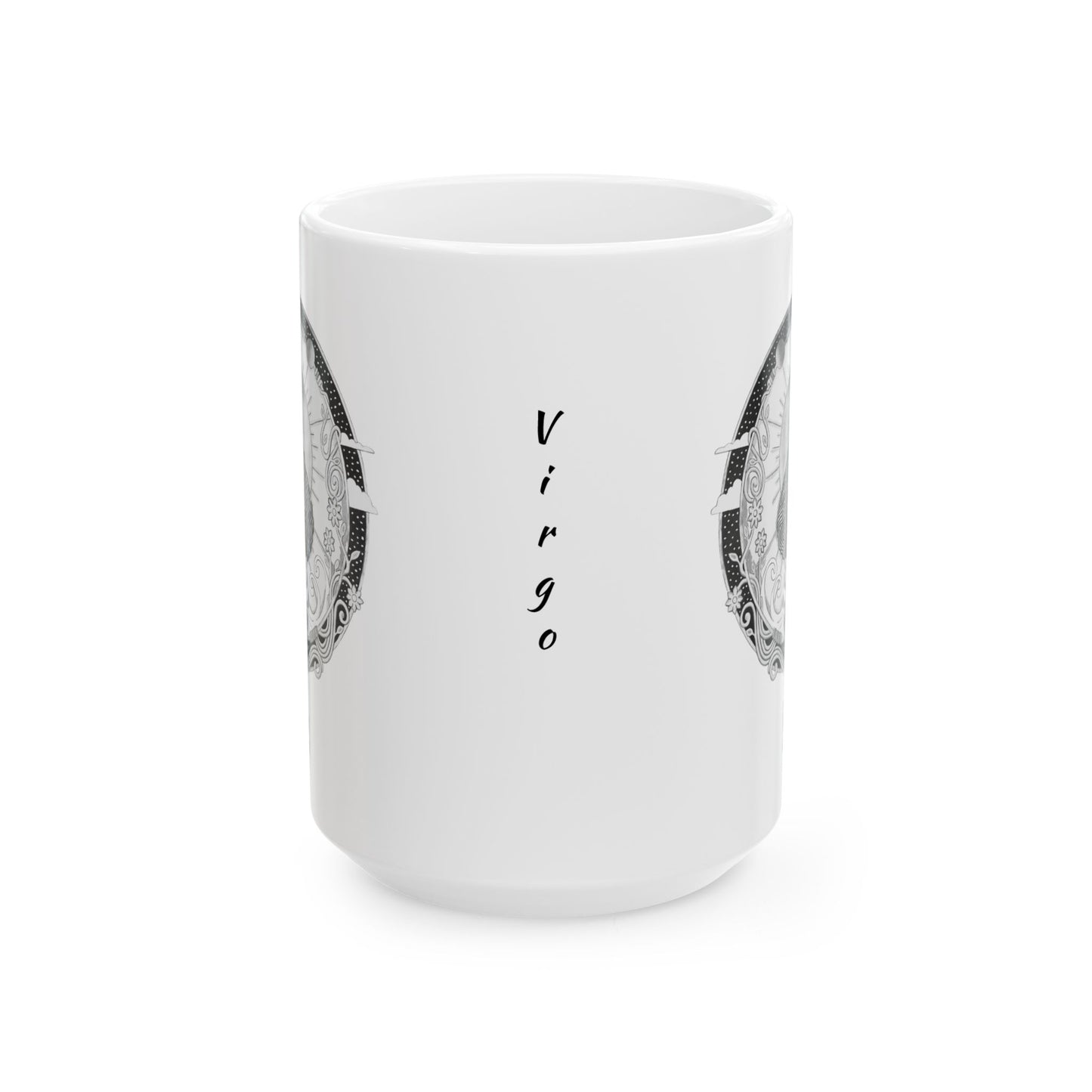 Virgo Zodiac Mug – Hand-Drawn Celestial Design (Non-AI) Universal