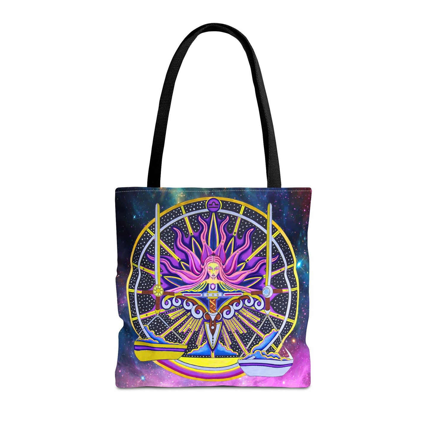 Libra Zodiac Tote Bag - Hand-Drawn Celestial Design (Non-AI)