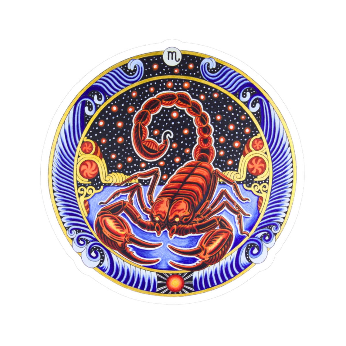 Scorpio Zodiac Kiss-Cut Sticker - Hand-Drawn Celestial Design (Non-AI)