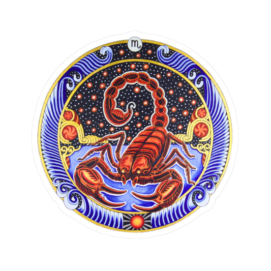 Scorpio Zodiac Kiss-Cut Sticker - Hand-Drawn Celestial Design (Non-AI)