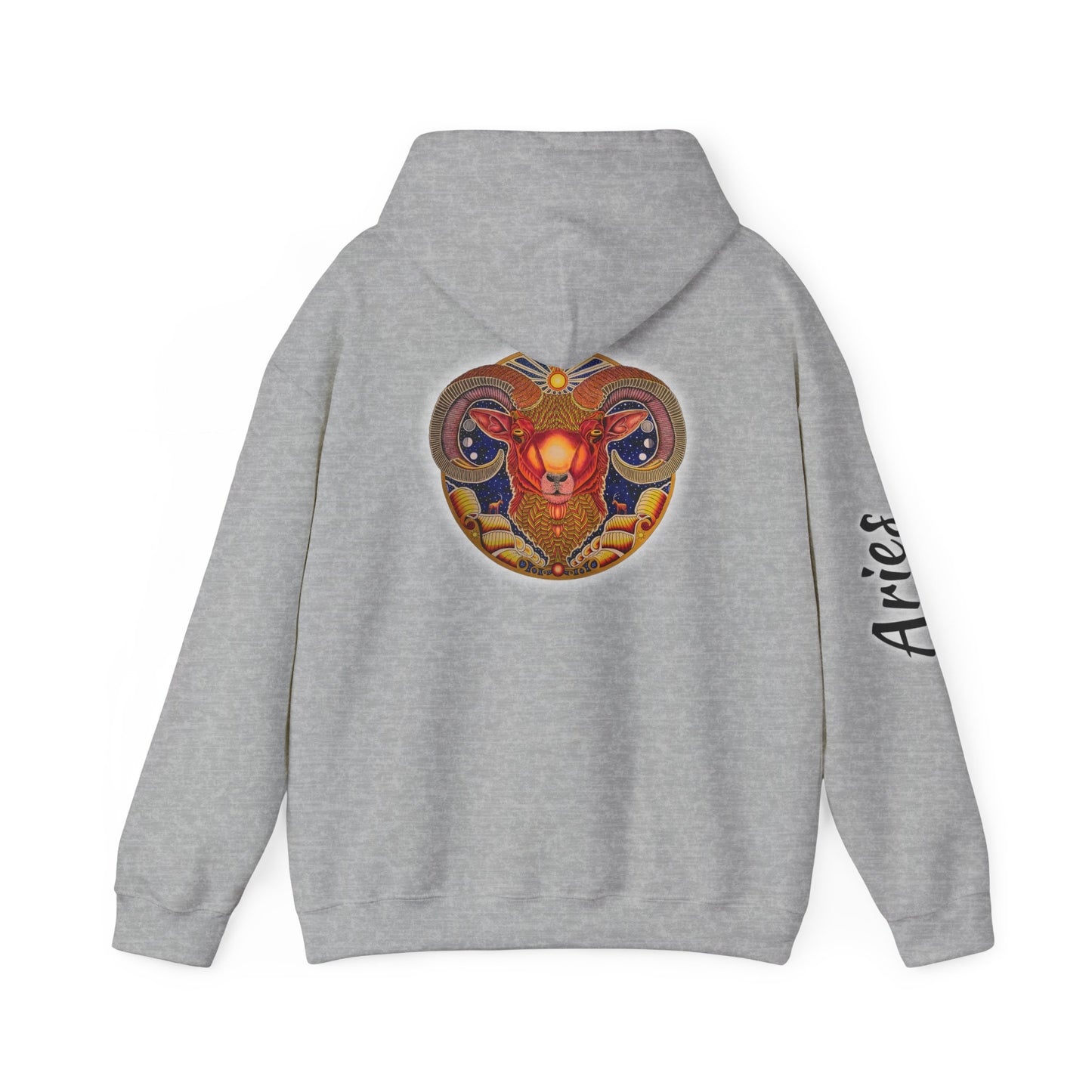 Aries Zodiac Hoodie - Hand-Drawn Celestial Design (Non-AI)