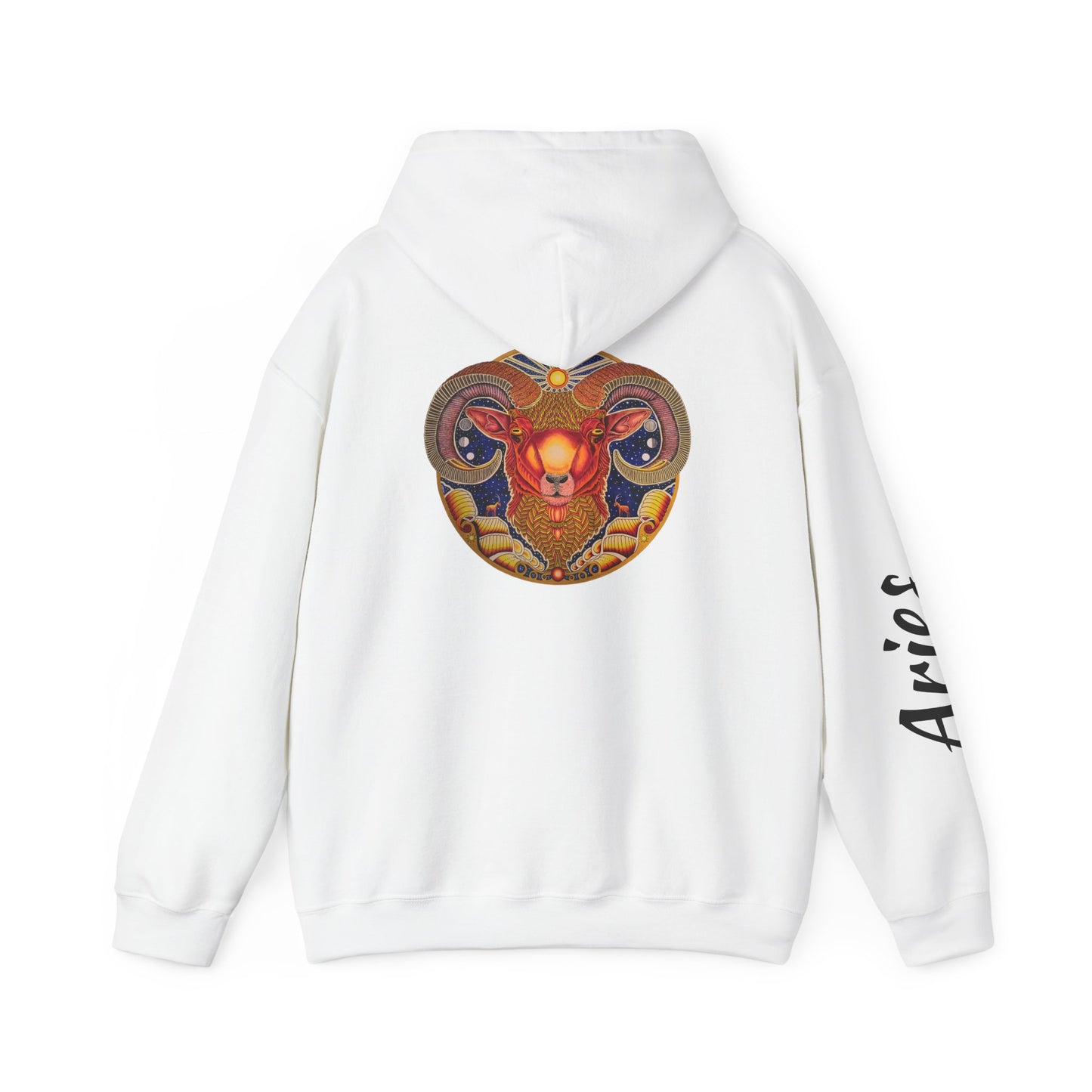Aries Zodiac Hoodie - Hand-Drawn Celestial Design (Non-AI)