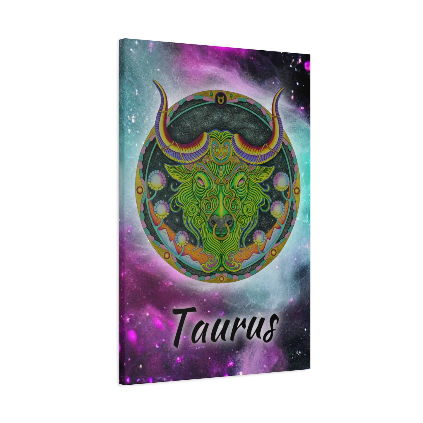 Taurus Zodiac Canvas Wall Art - Hand-Drawn Celestial Design (Non-AI)