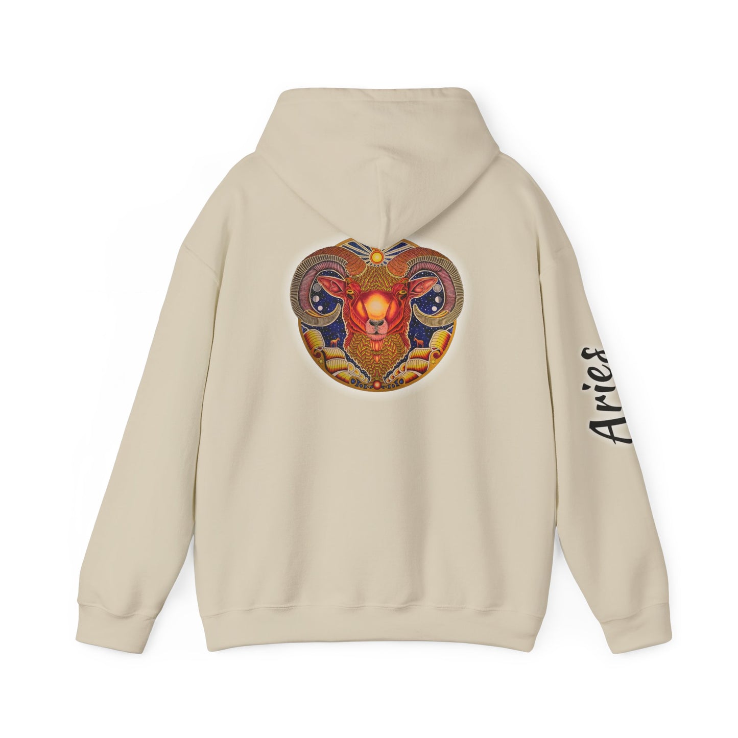 Aries Zodiac Hoodie - Hand-Drawn Celestial Design (Non-AI)