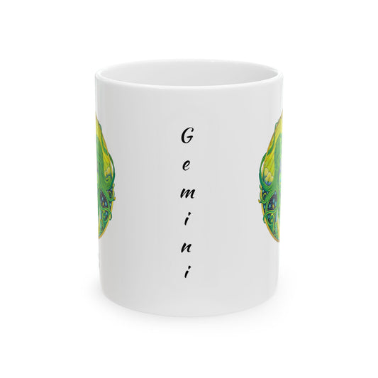 Gemini Zodiac Mug - Hand-Drawn Celestial Design (Non-AI)