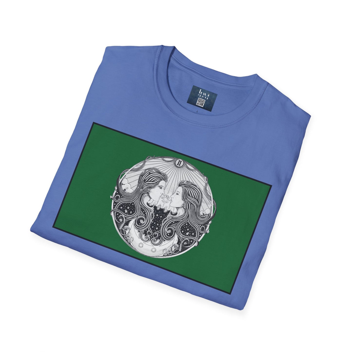 Gemini Zodiac Softstyle T-Shirt - Hand-Drawn Celestial Design (Non-AI) Universal