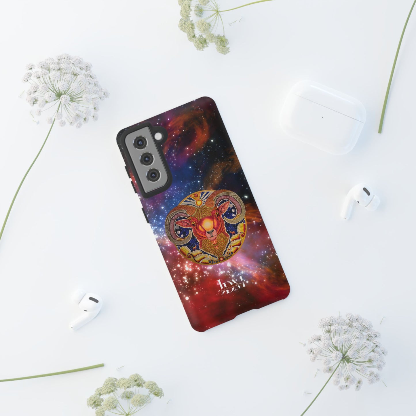 Aries Zodiac Tough Phone Case – Hand-Drawn Celestial Design (Non-AI)