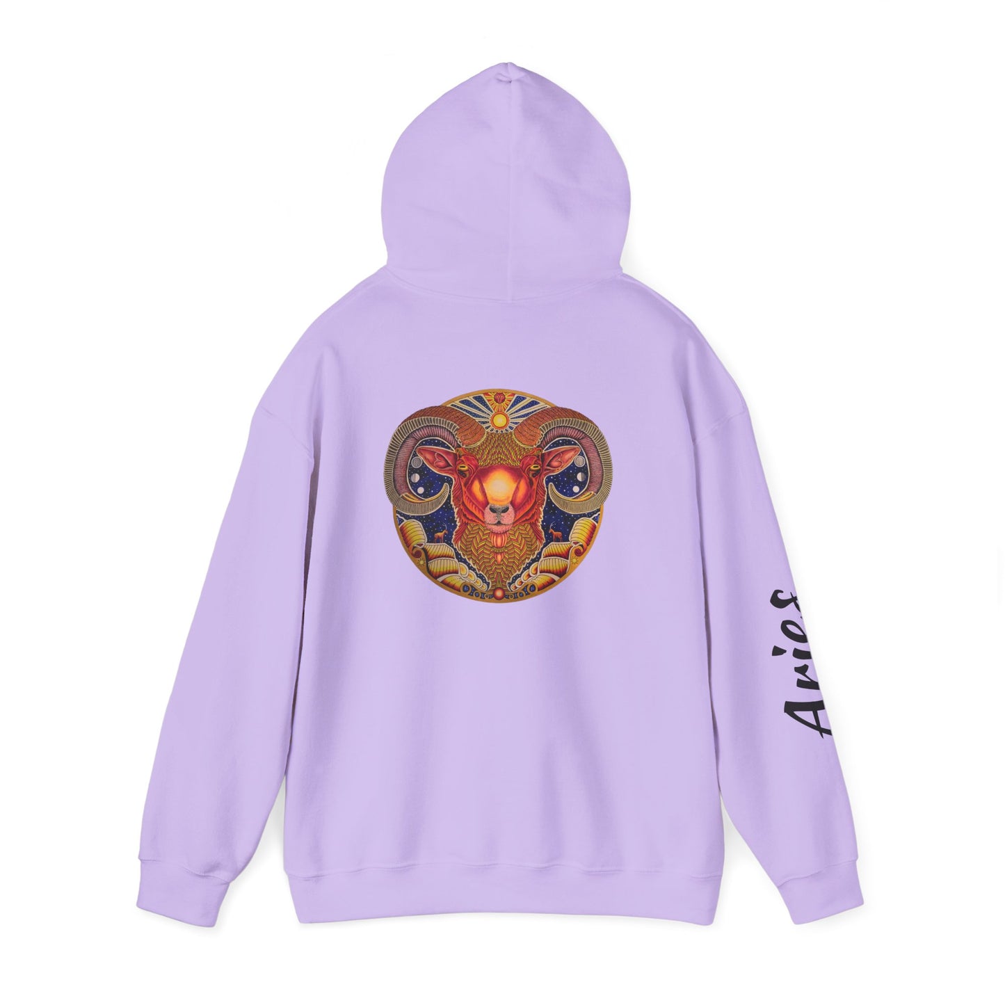 Aries Zodiac Hoodie - Hand-Drawn Celestial Design (Non-AI)
