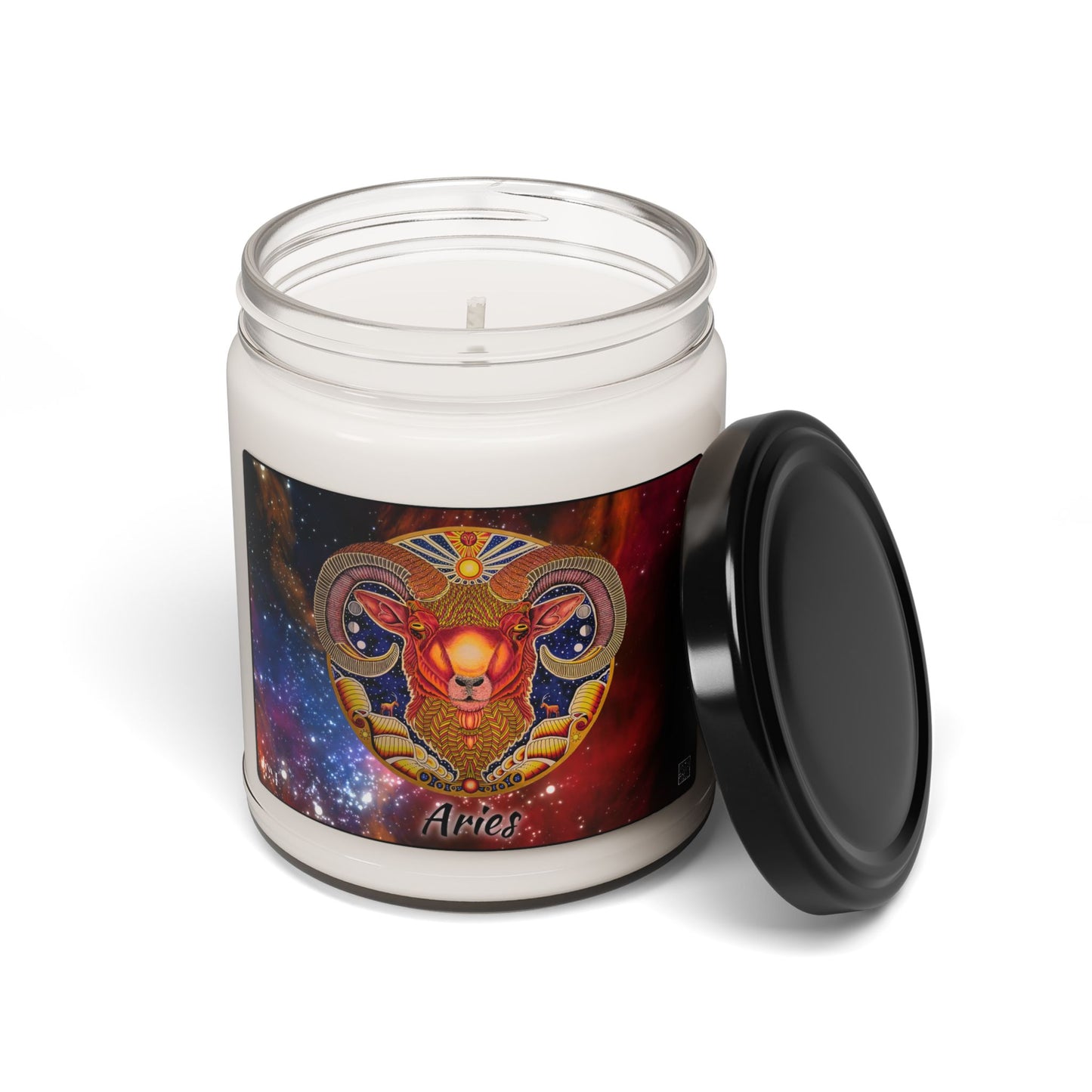 Aries Zodiac Soy Candle 9oz - Hand-Drawn Celestial Design (Non-AI)
