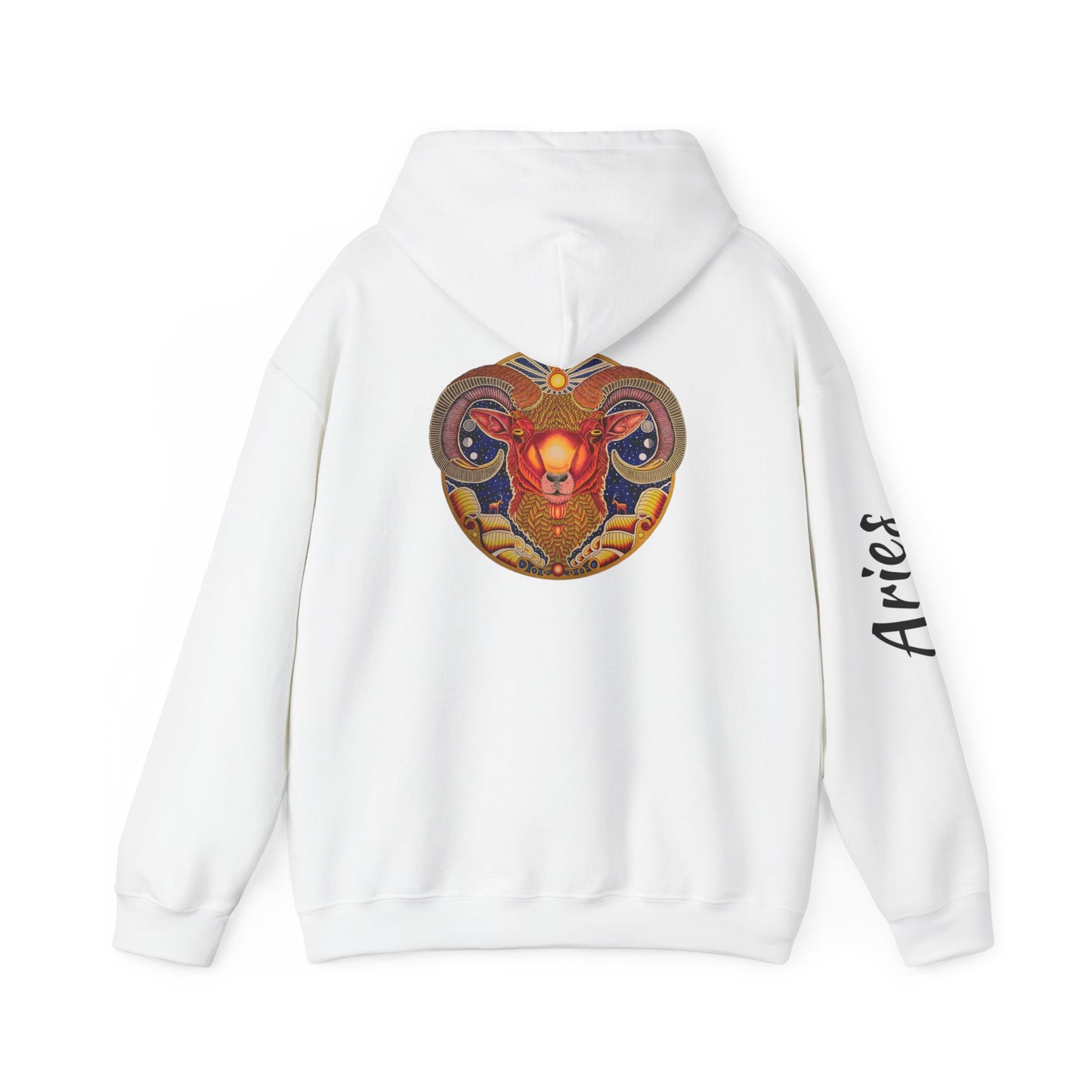 Aries Zodiac Hoodie - Hand-Drawn Celestial Design (Non-AI)