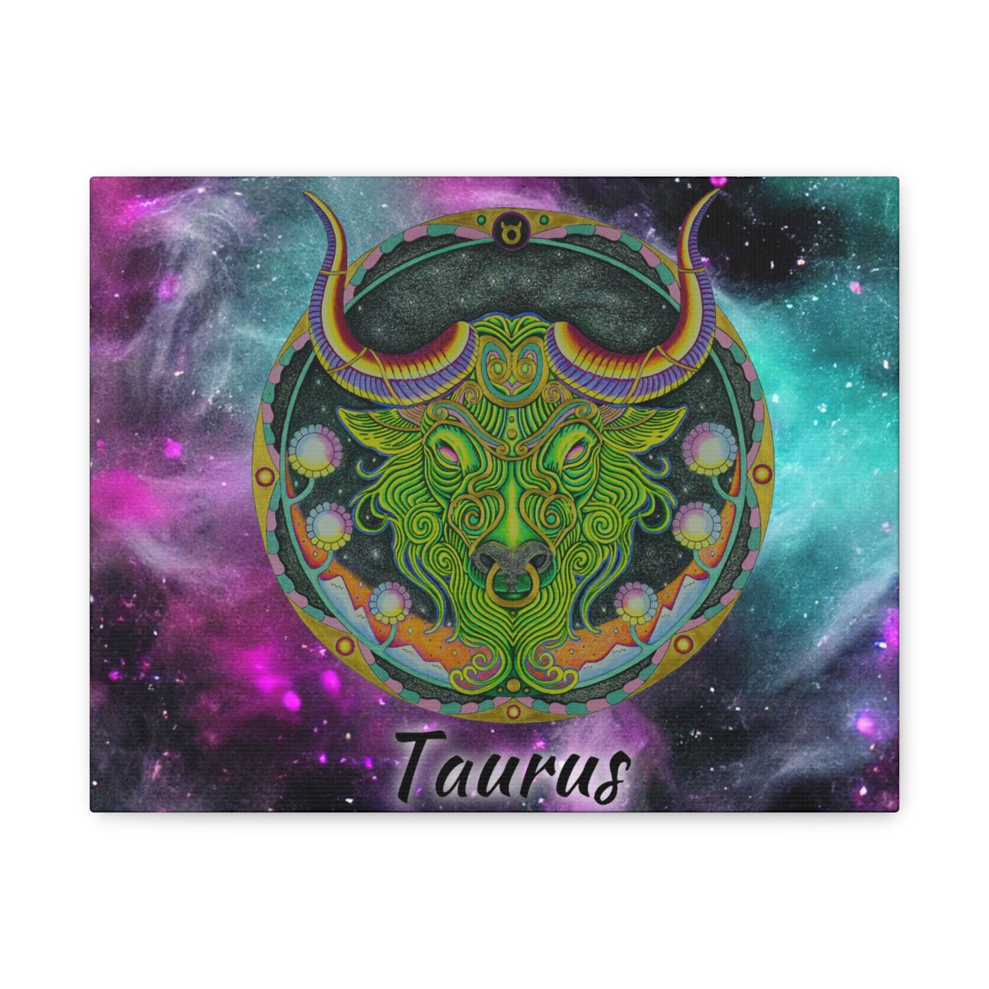 Taurus Zodiac Canvas Wall Art - Hand-Drawn Celestial Design (Non-AI)