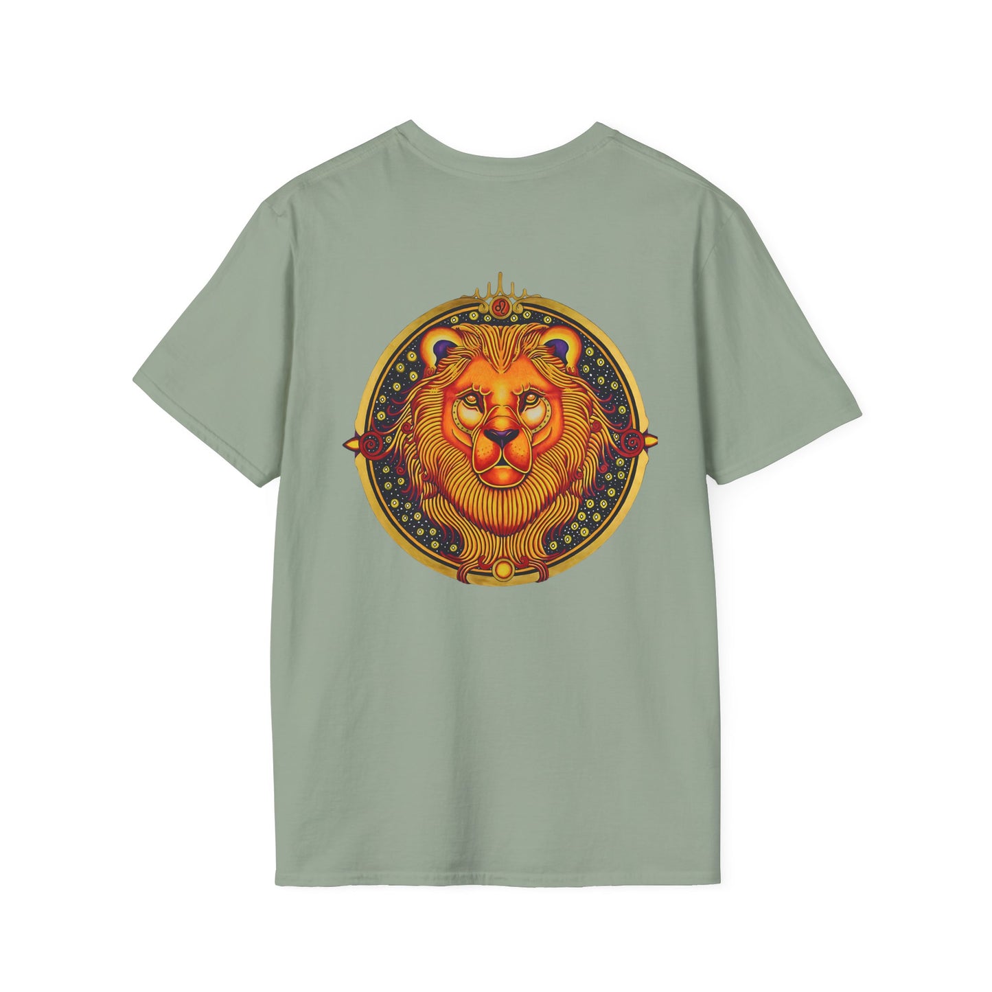 Leo Zodiac Crew Neck T-Shirt – Hand-Drawn Celestial Design (Non-AI)